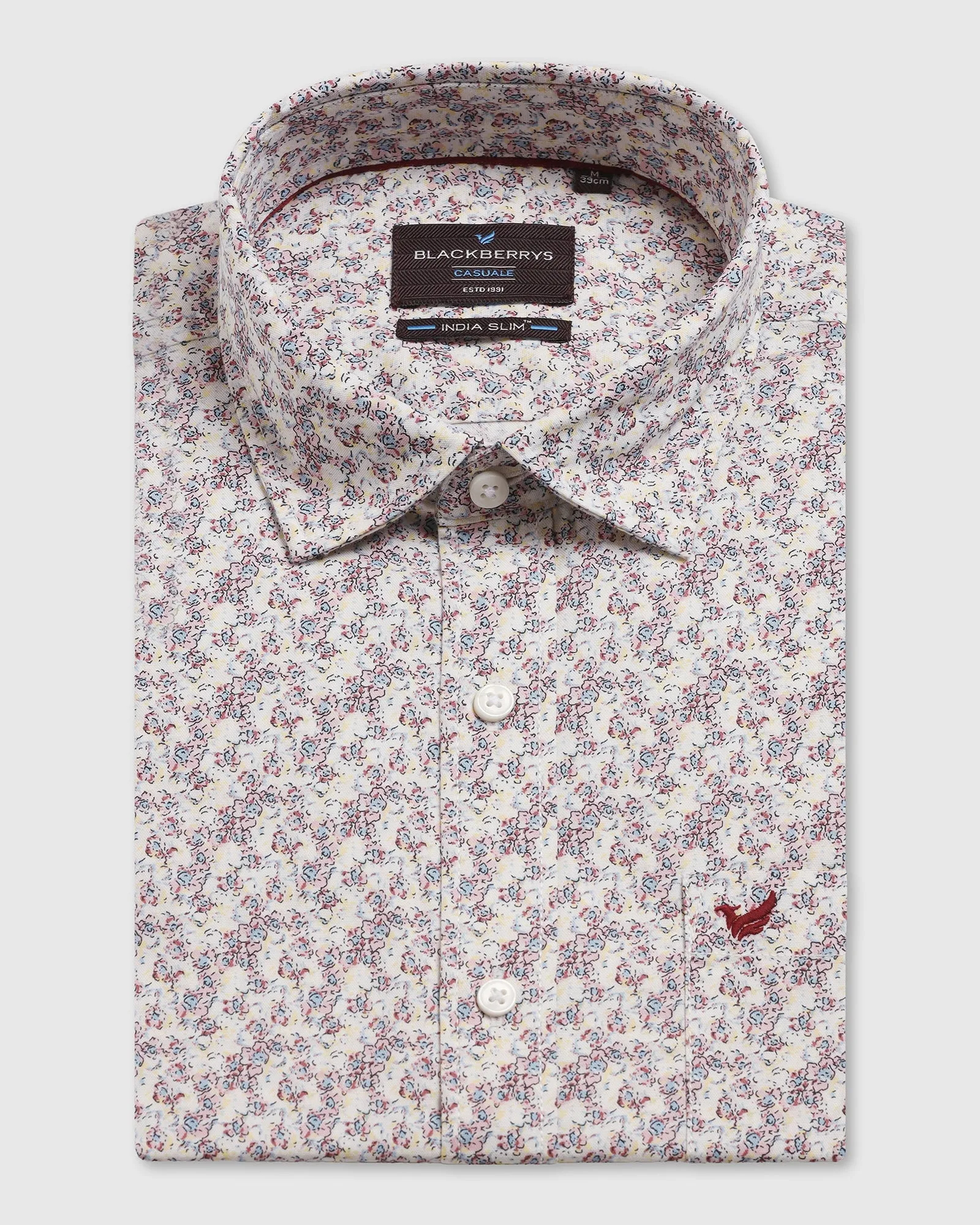 Casual Beige Printed Shirt - Ryder Eco friendly materials Twill Weave