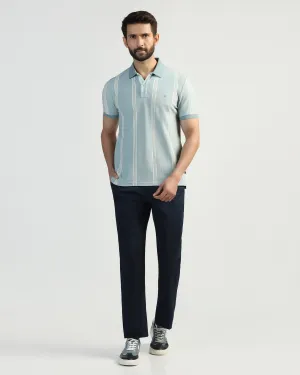 Straight B-90 Casual Navy Solid Khakis - Martin Sporty Fit Wrinkle-Resistant