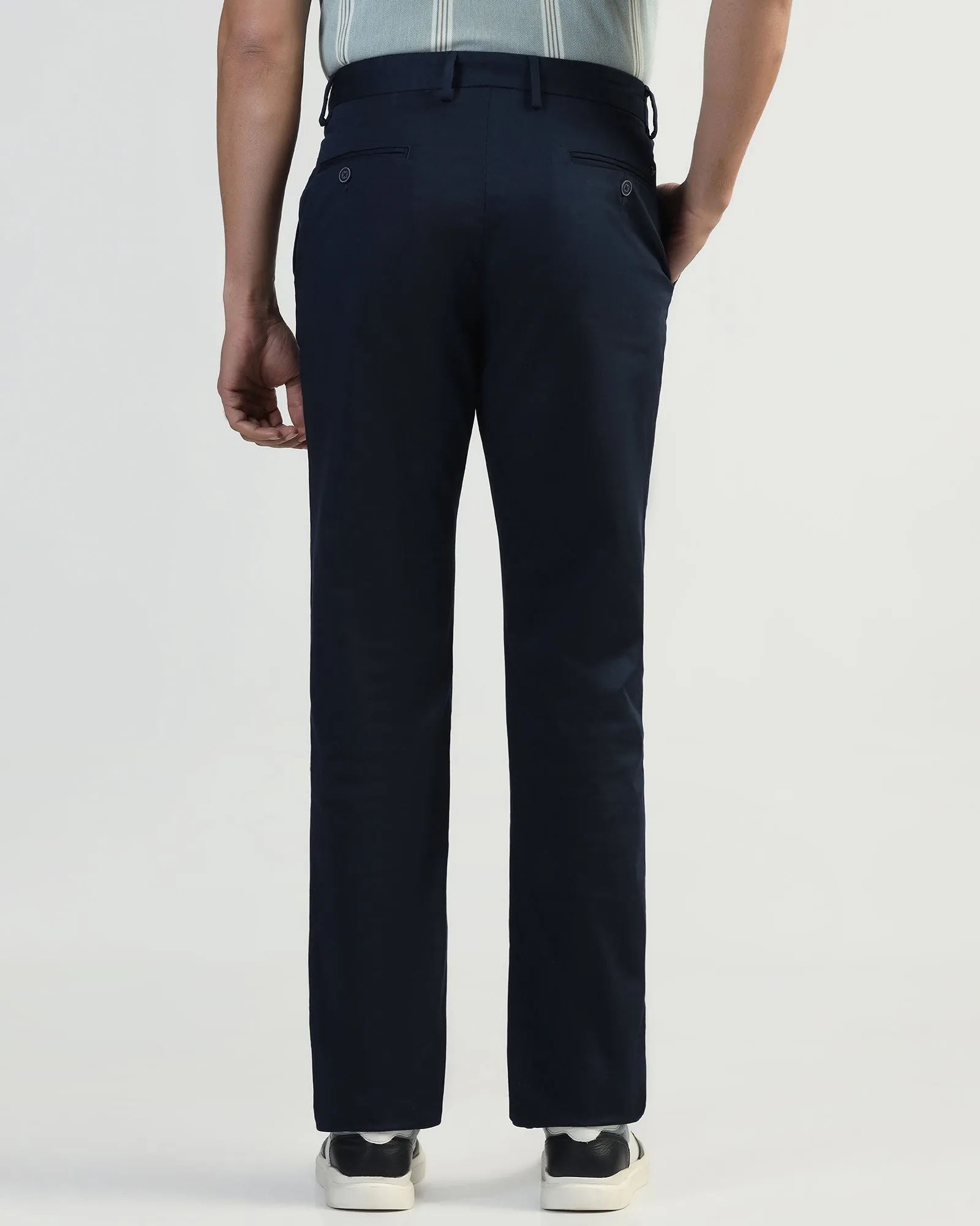 Long Use Straight B-90 Casual Navy Solid Khakis - Martin