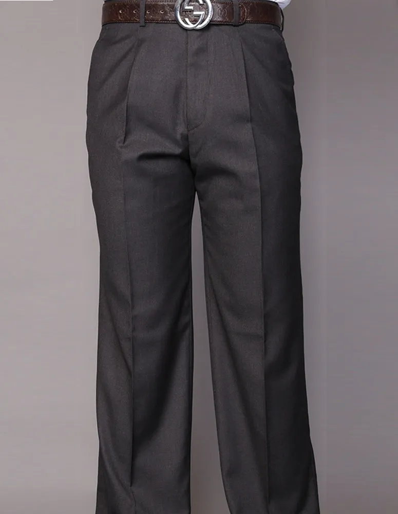 DurablePolyester BreathableLining HEATHER CHARCOAL REGULAR FIT PLEATED PANTS
