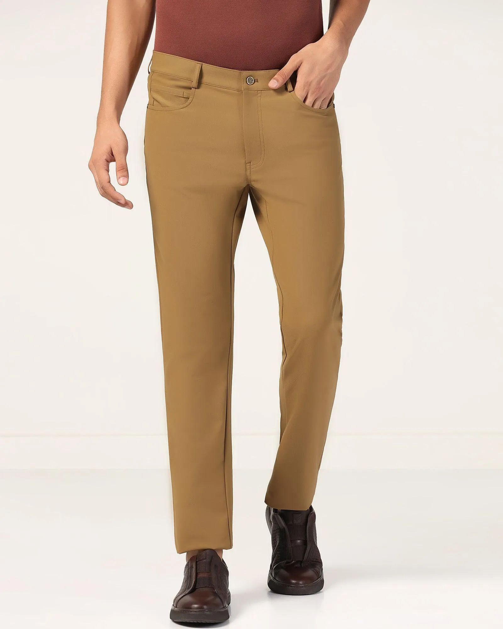 TechPro Slim Comfort Casual Khaki Solid Khakis - Gogg All Day Wear Relaxed Style