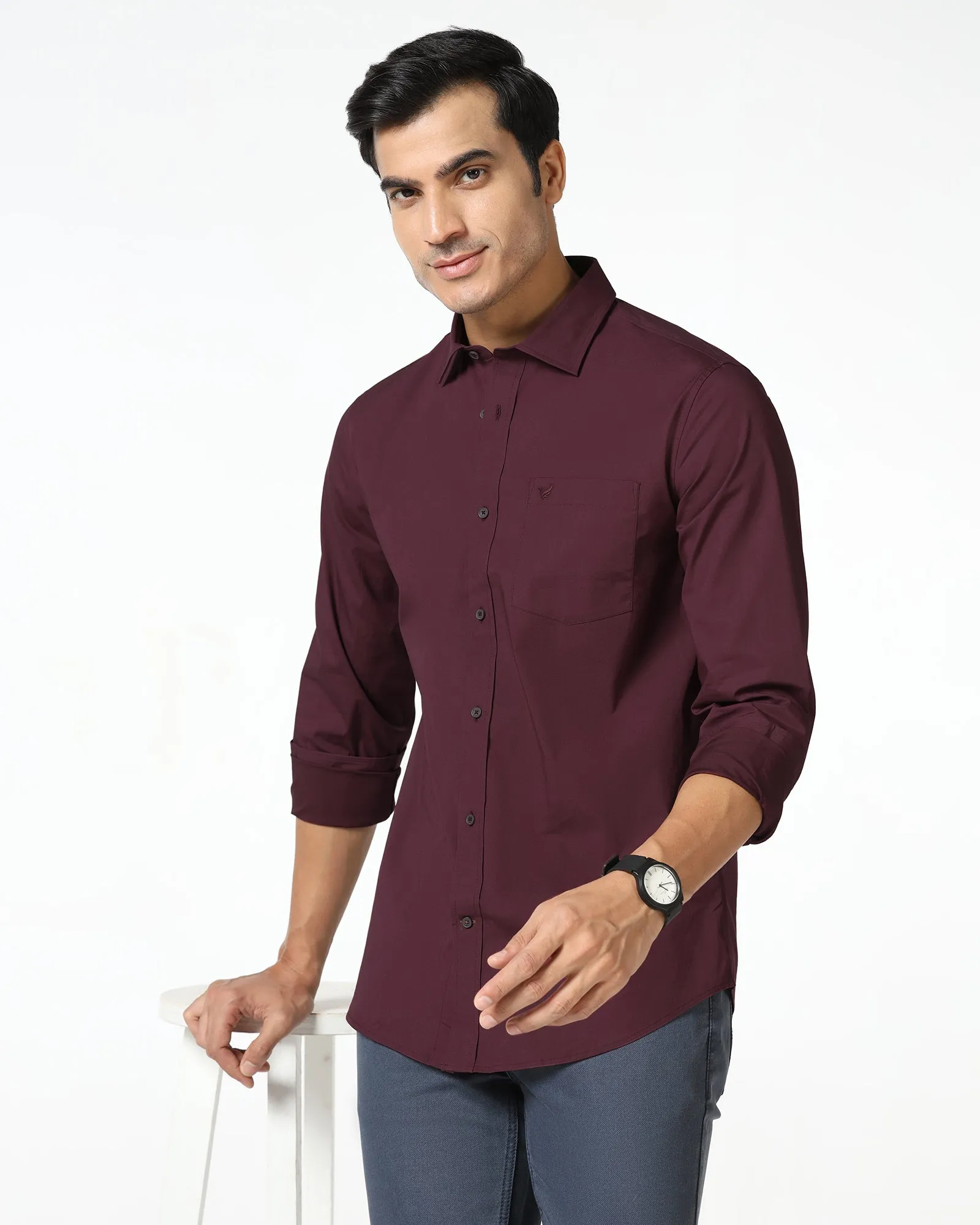 Cherry Lacquer Solid Shirt - Lujo On-The-Go Style