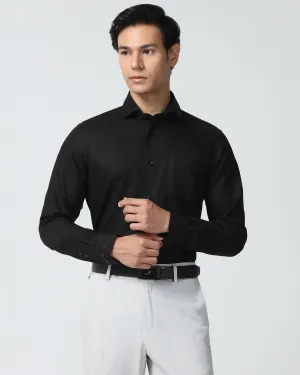 Fitted Silhouette Eco Friendly Material Non Iron Formal Black Check Shirt - Sky