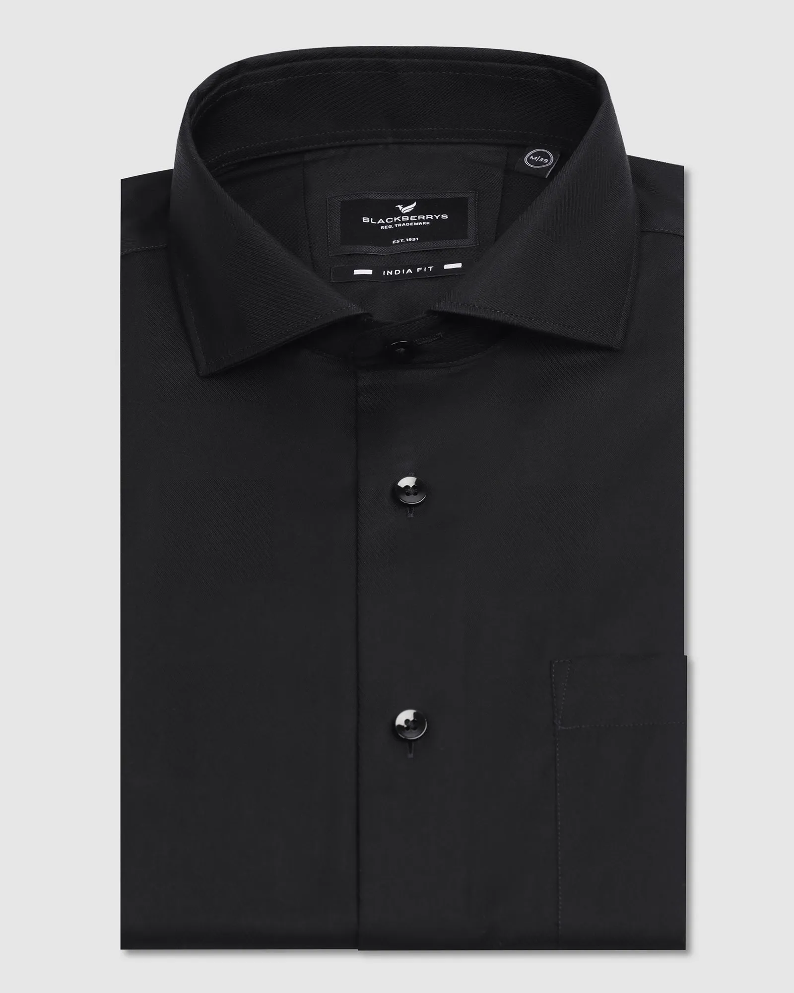 V-neck style Non Iron Formal Black Check Shirt - Sky