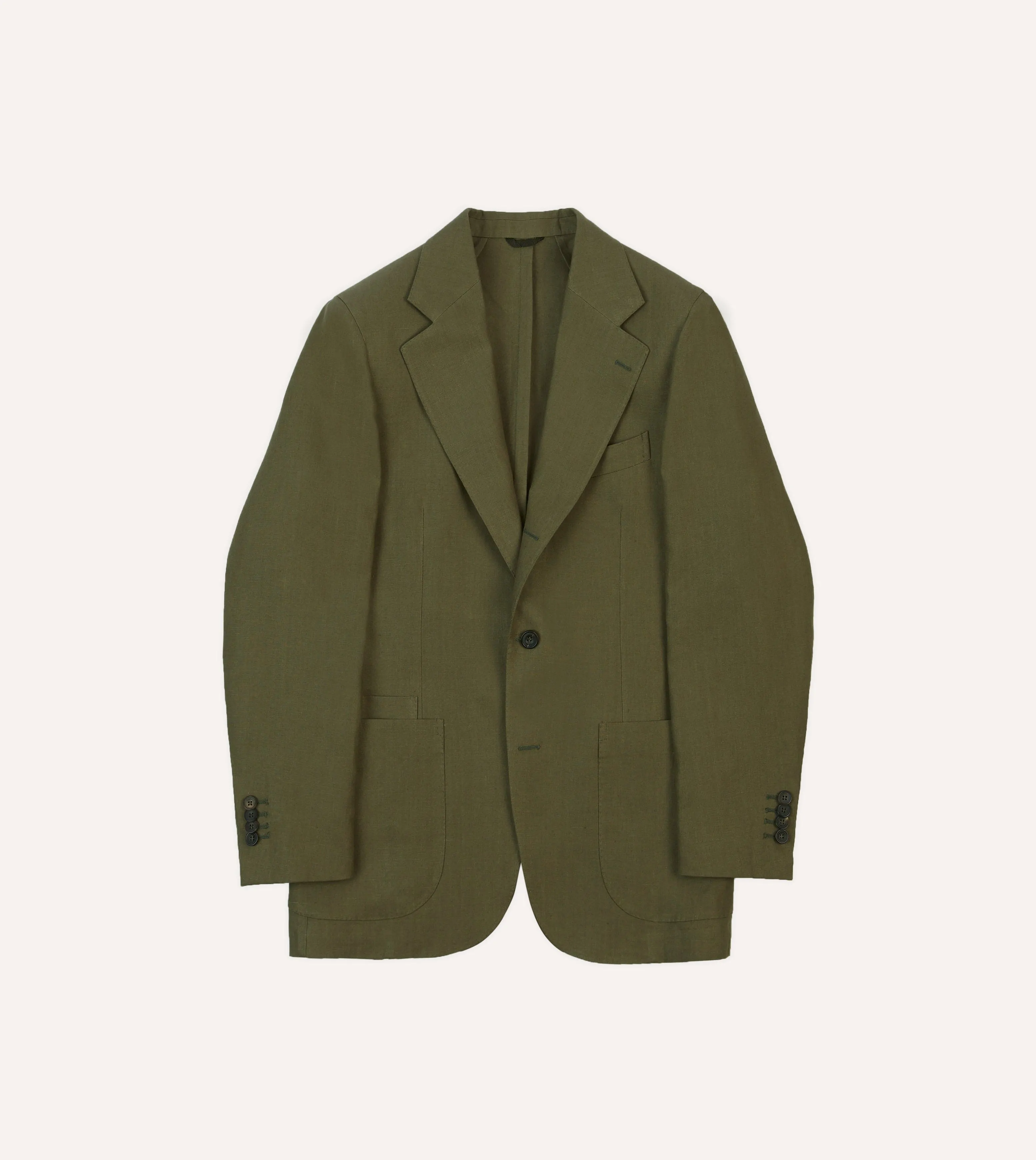 Olive Irish Linen Tailored Jacket Reinforced Elbow Padding Streetwear vibe
