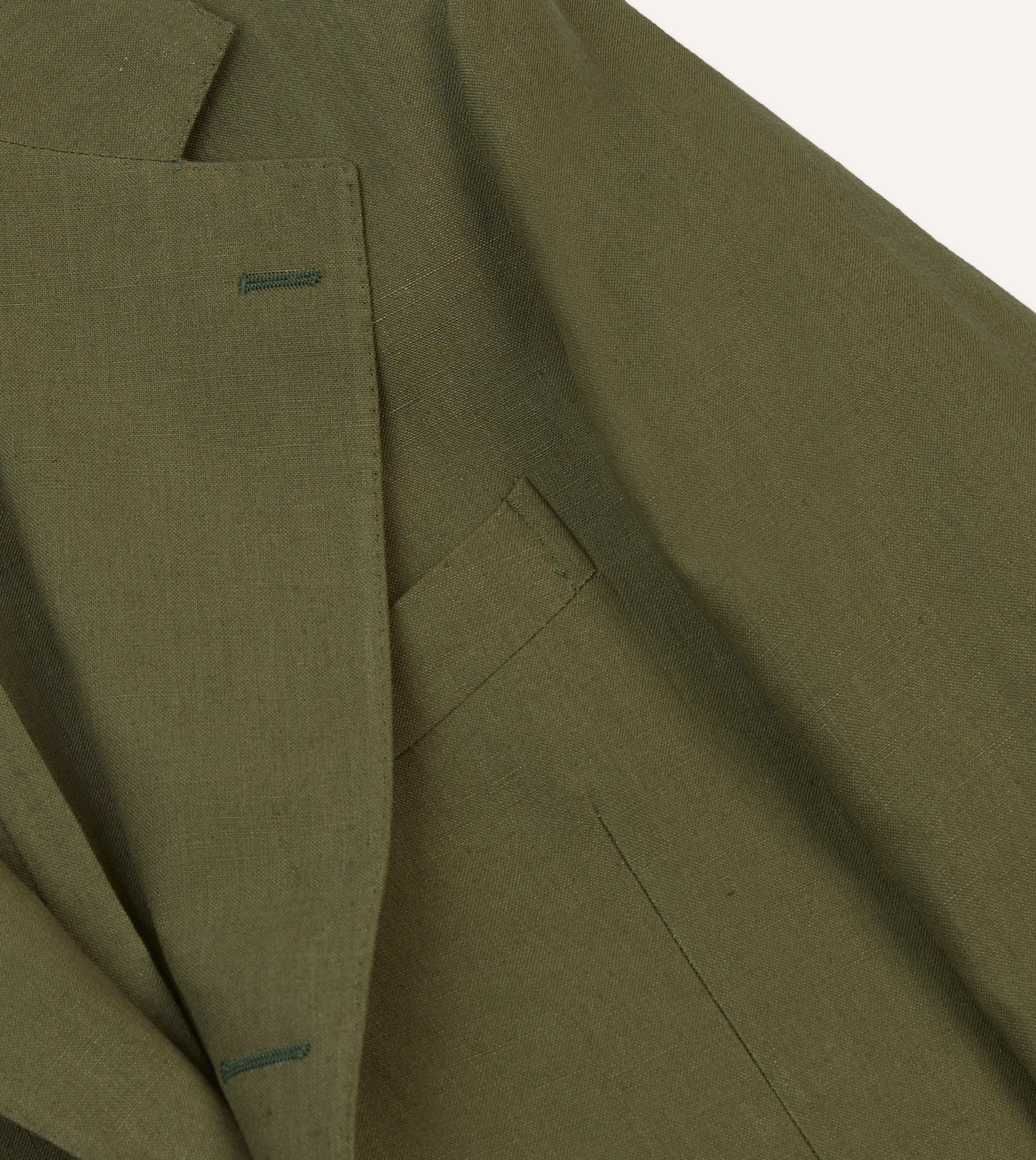 Olive Irish Linen Tailored Jacket Mold resistant Odor Resistant