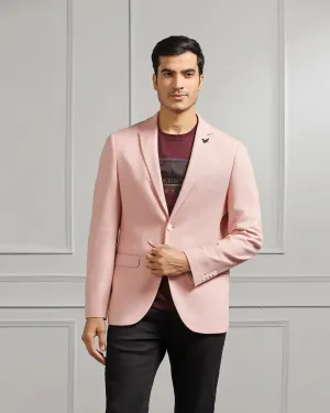 AdjustableHood Comfort Fit Design Casual Dusty Pink Textured Blazer - Ken
