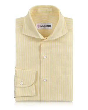 Utility Jacket Cotton Linen: White Pencil Stripes On Pastel Yellow