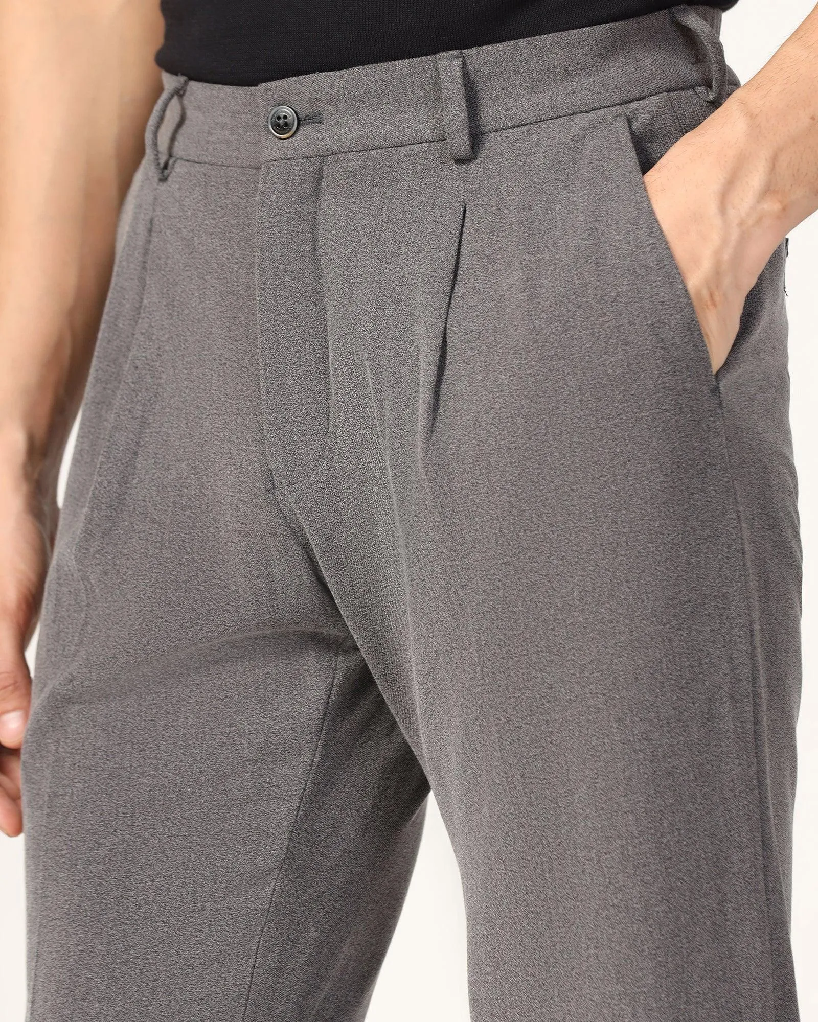 Slim Look Core Essential Sneaker Fit Charcoal Textured Pant - Carens