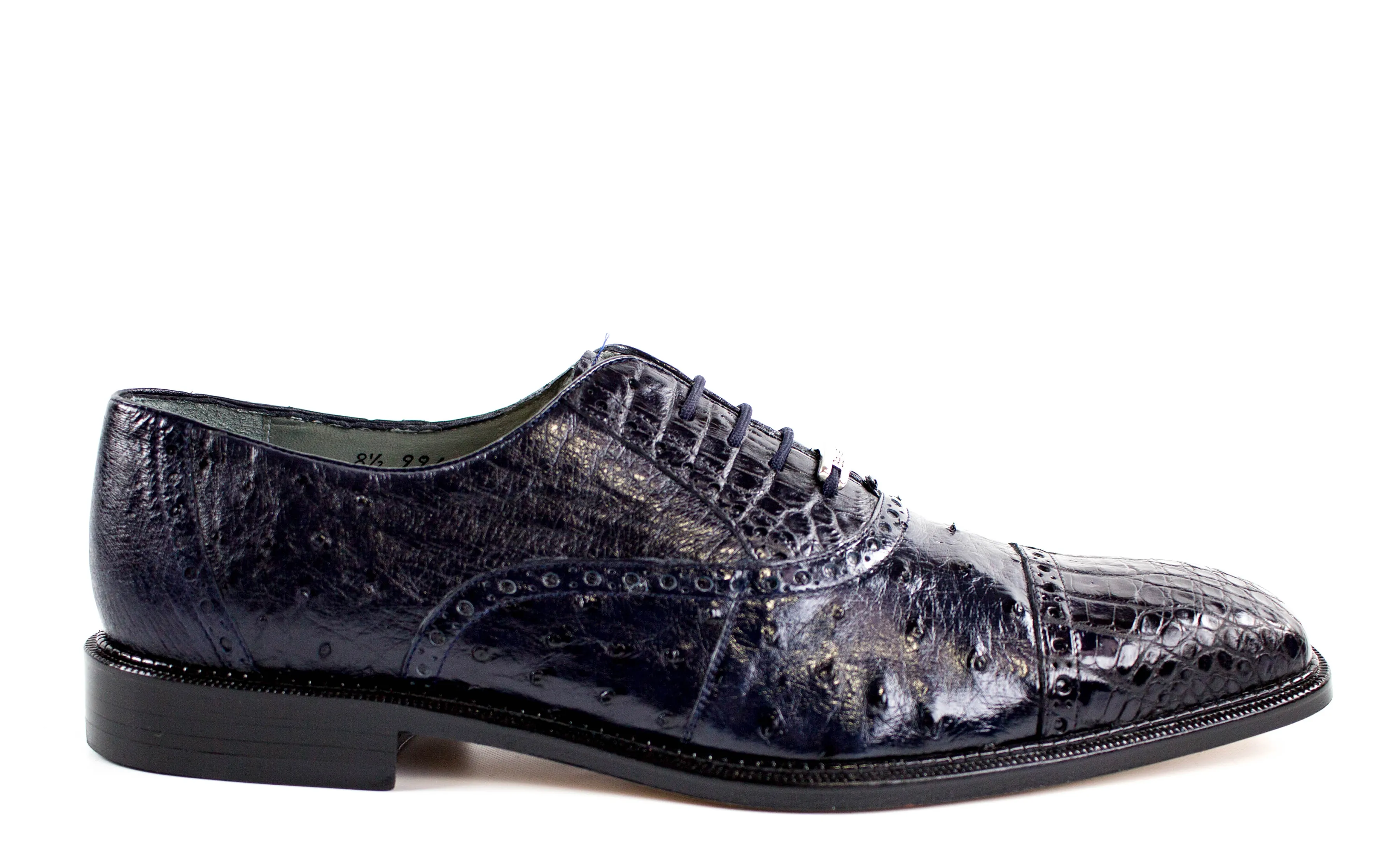 Urban Sleek Belvedere - Onesto II, Genuine Ostrich and Crocodile Dress Shoe - Navy - 1419 - IN STORE (SIZE 9.5 and 13 ONLY)