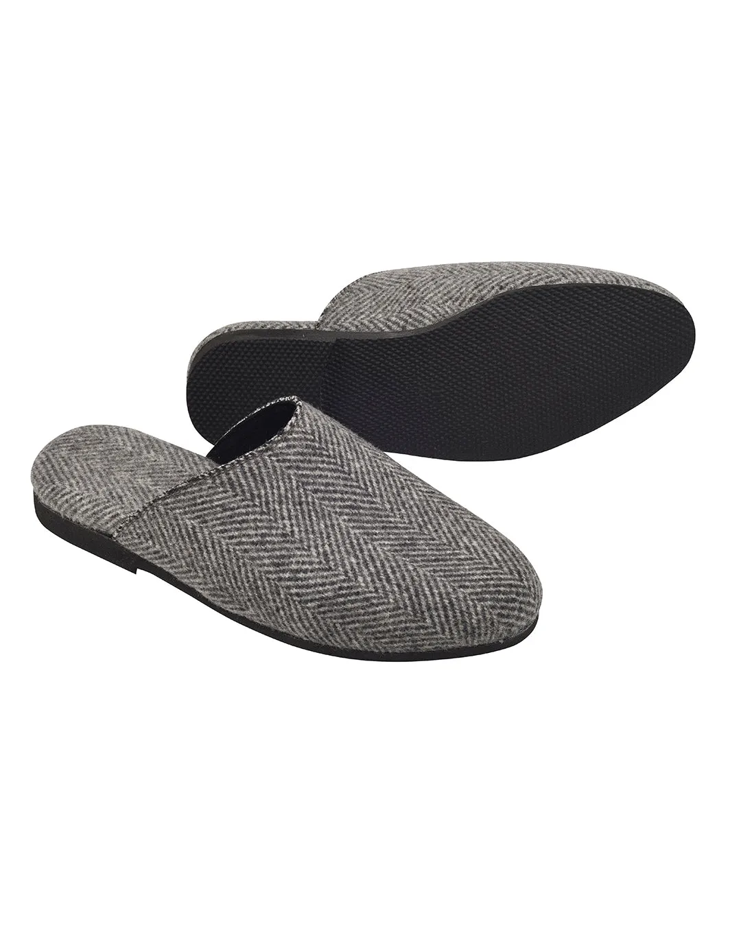 Color Mix Suede-Cashmere Slippers Grey