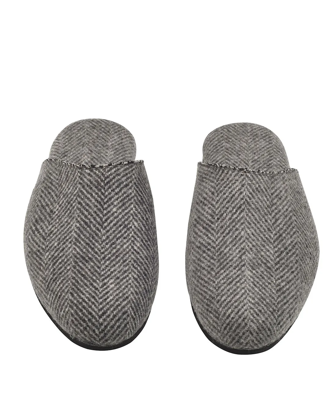 Suede-Cashmere Slippers Grey School Style Padded collar