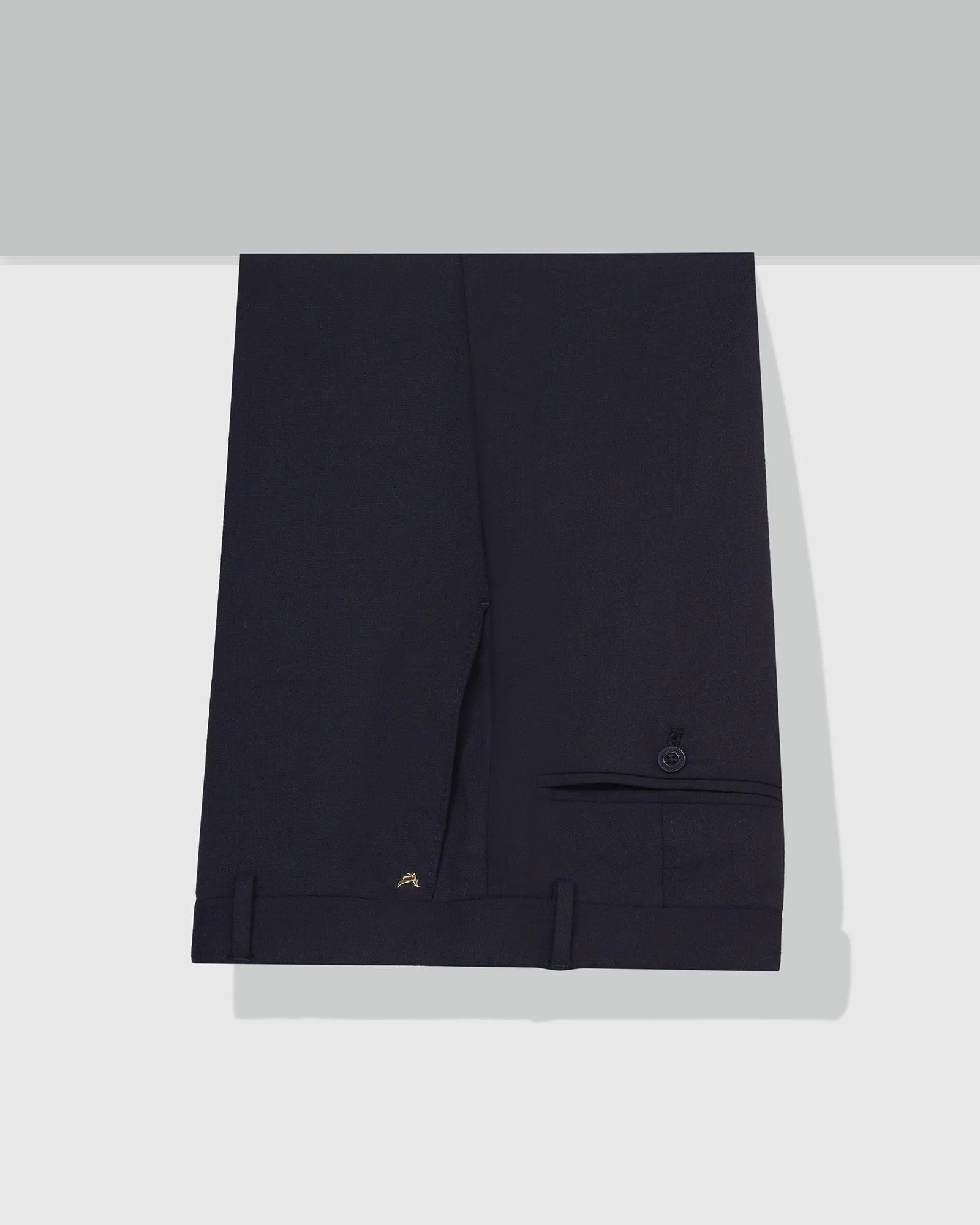Move Easy Modern Comfort Luxe Slim Comfort B-95 Formal Navy Solid Trouser - Meter