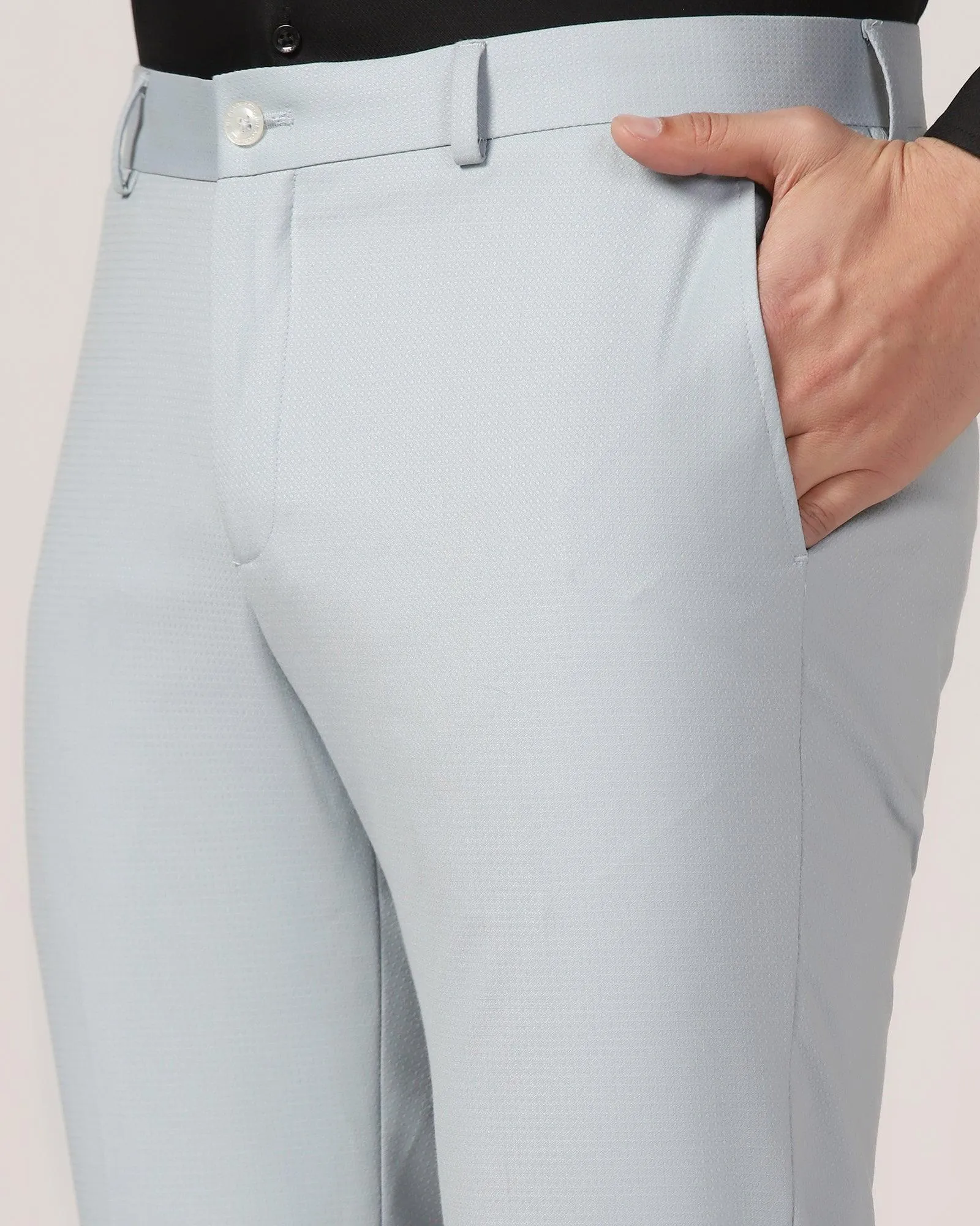 Smooth Fit Lining Chilly Weather Slim Fit B-91 Formal Blue Textured Trouser - Adler