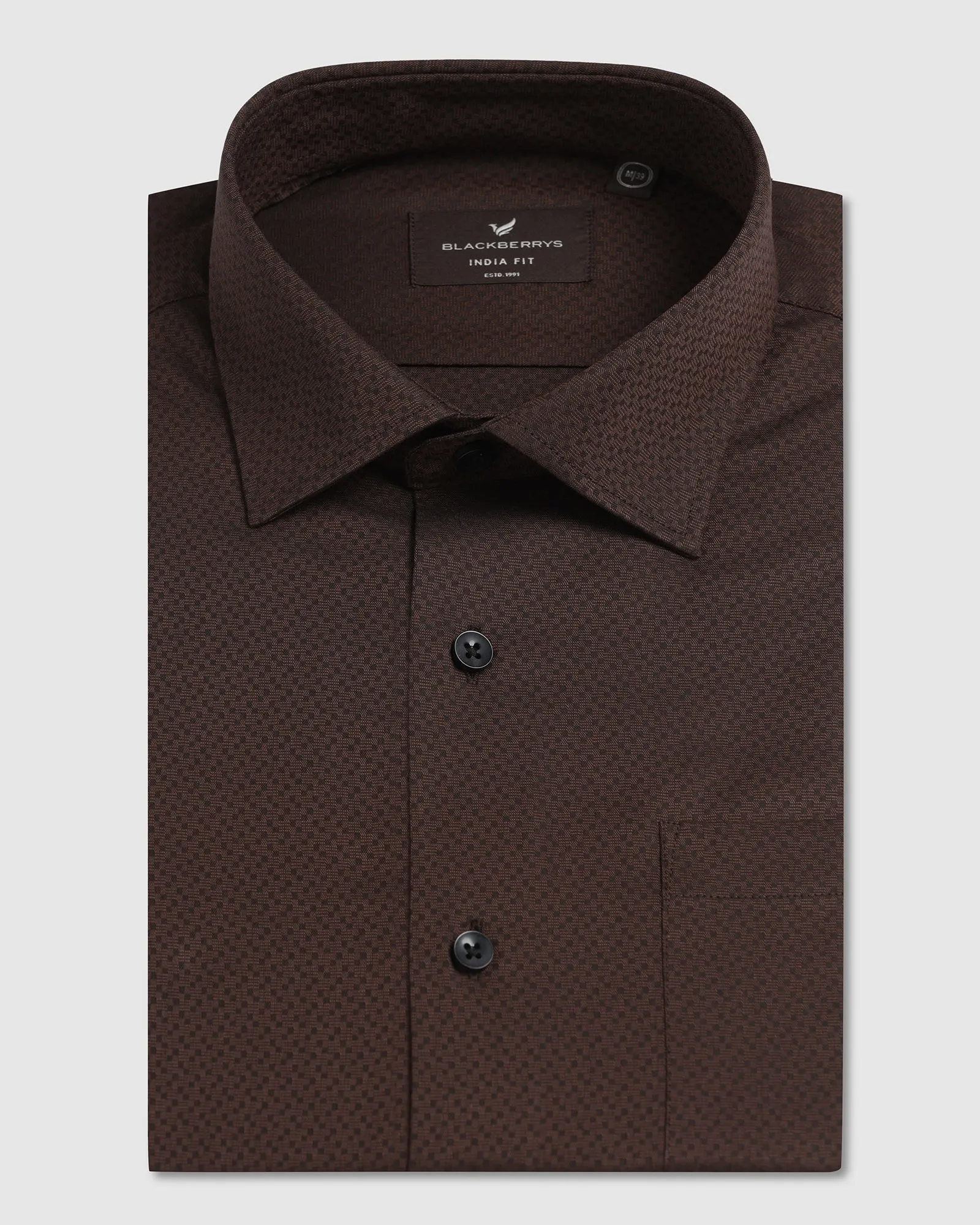 Chocolate Sauce Textured Shirt - Regard Two Tone Stitching Cozy Feel