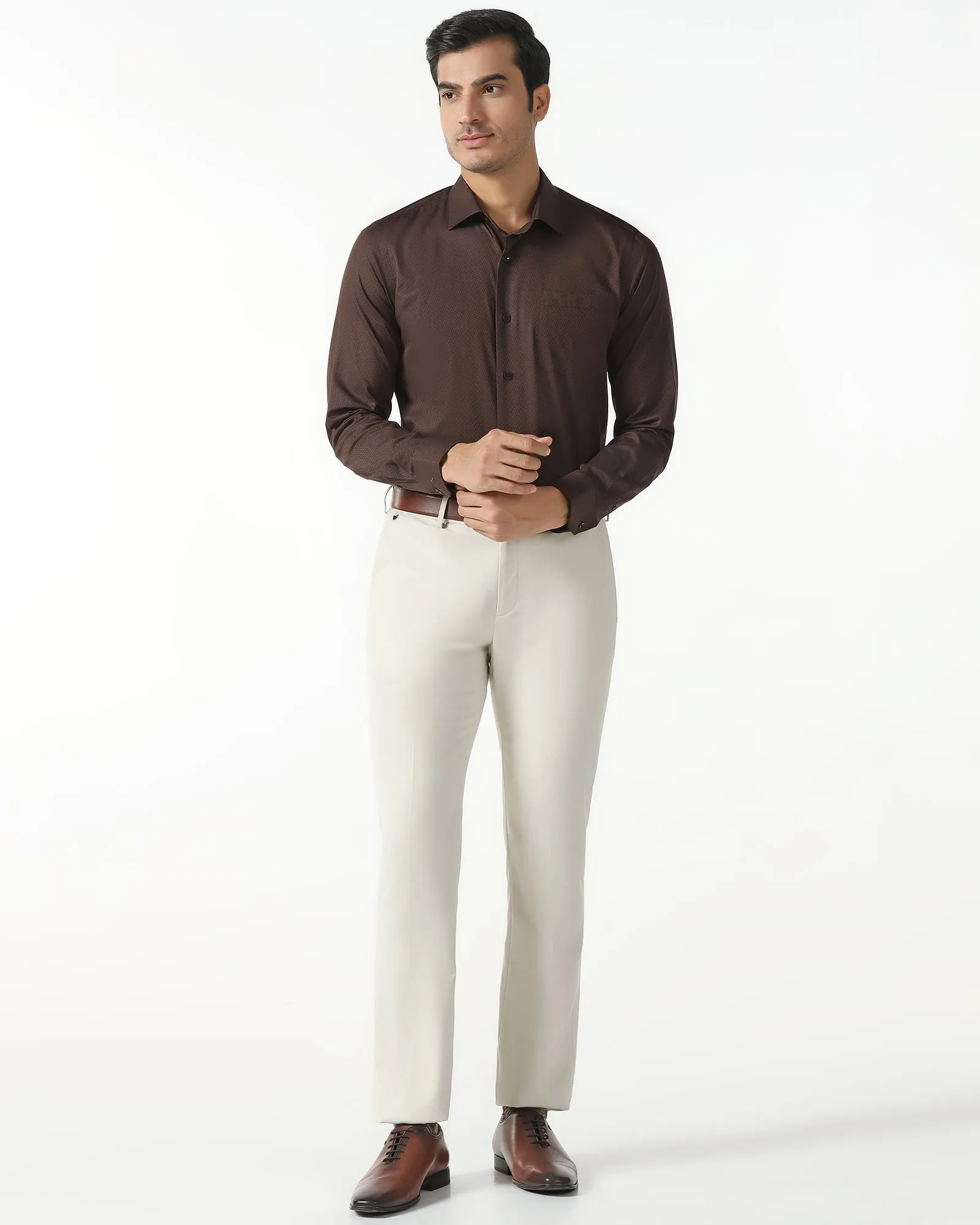 Wrinkle-Resistant Chocolate Sauce Textured Shirt - Regard