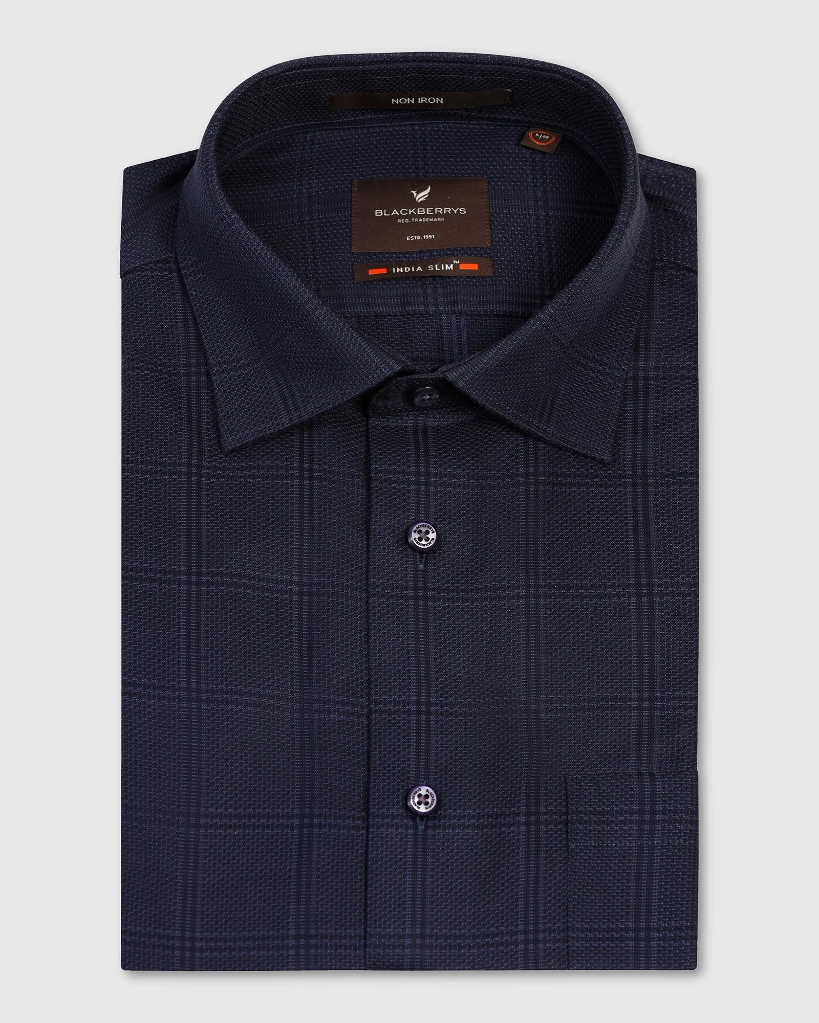 Backpacking Trip Non Iron Formal Navy Check Shirt - Wolf