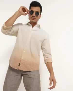 Linen Casual Beige Printed Shirt - Rayen family gathering