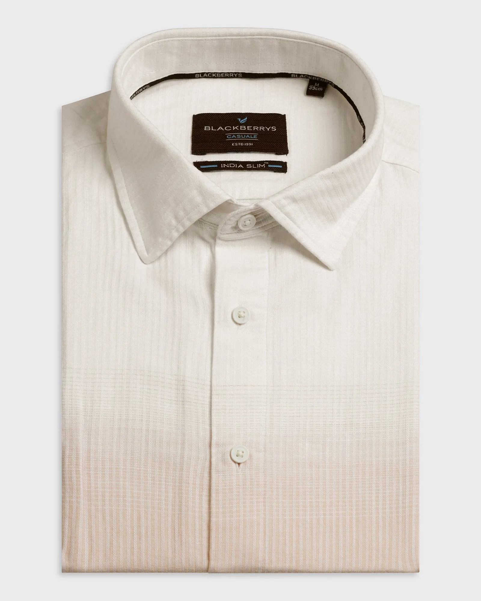 Linen Casual Beige Printed Shirt - Rayen Preppy Vibe Mature appeal