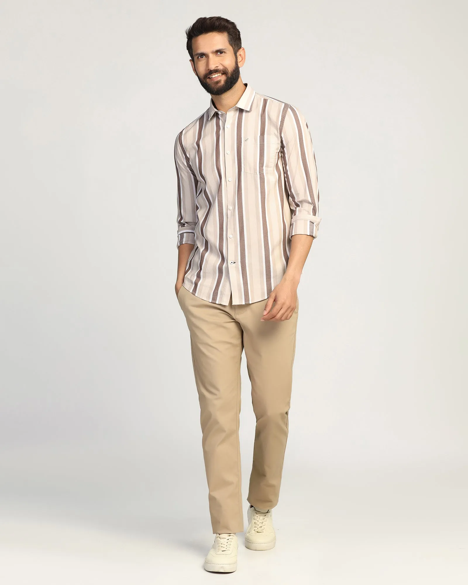 Sustainable Choice Casual Brown Stripe Shirt - Montag