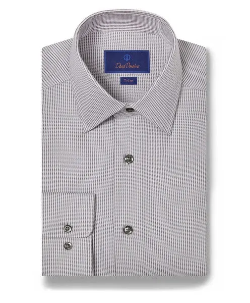 Vibrant color David Donahue Trim Fit Textured Twill Dress Shirt in Grey