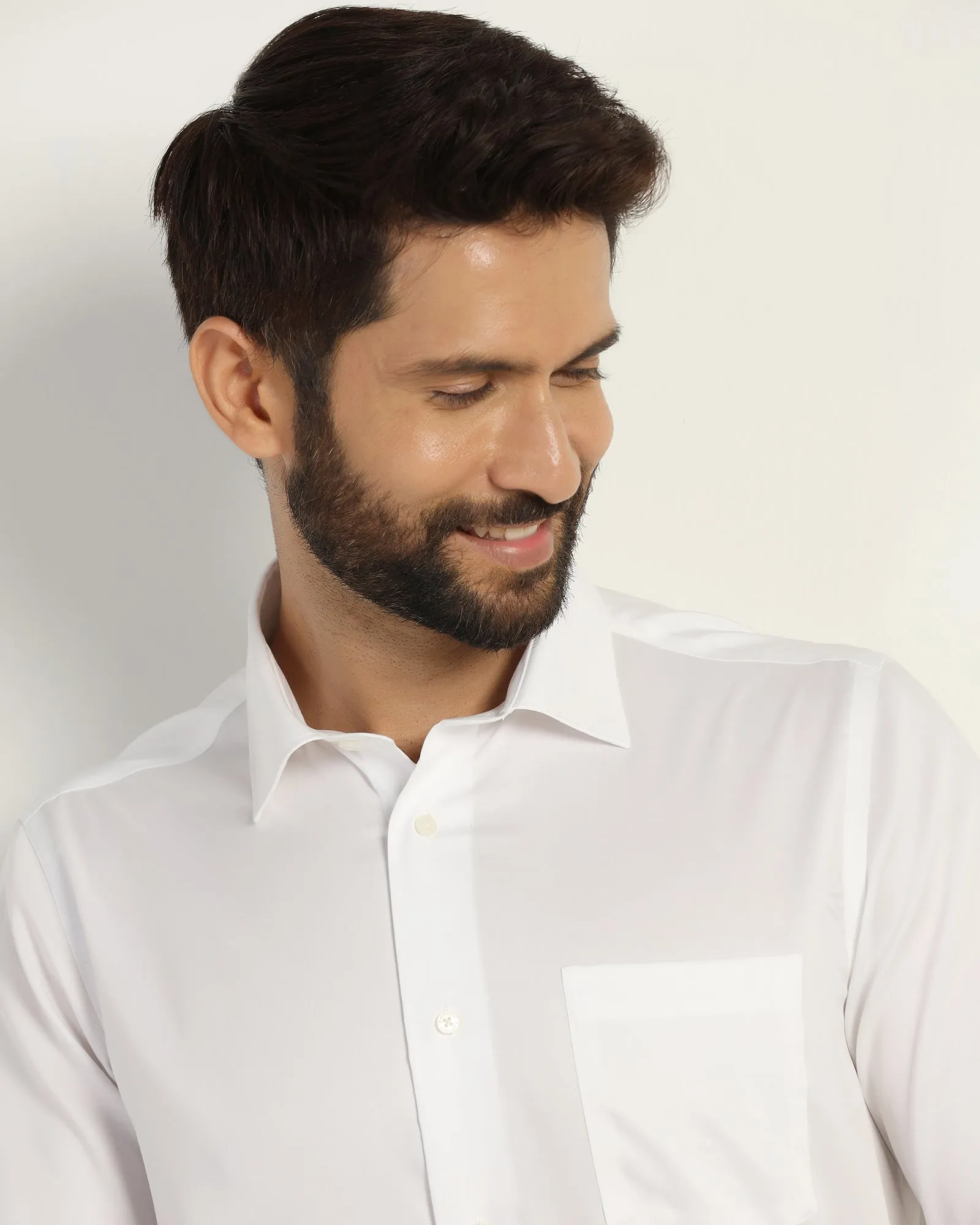 Formal White Solid Shirt - Dawn Neutral Shade High-End Finish