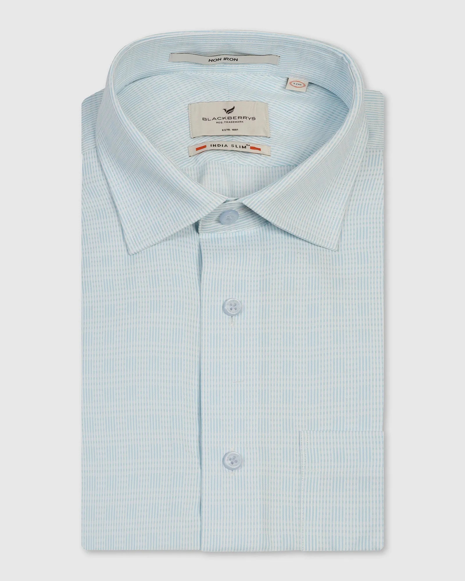 Urban Trend Graphic Art Non Iron Formal Ice Blue Textured Shirt - Wynn