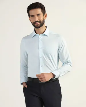 Non Iron Formal Ice Blue Textured Shirt - Wynn Multi Functional Pockets Durable Stitching