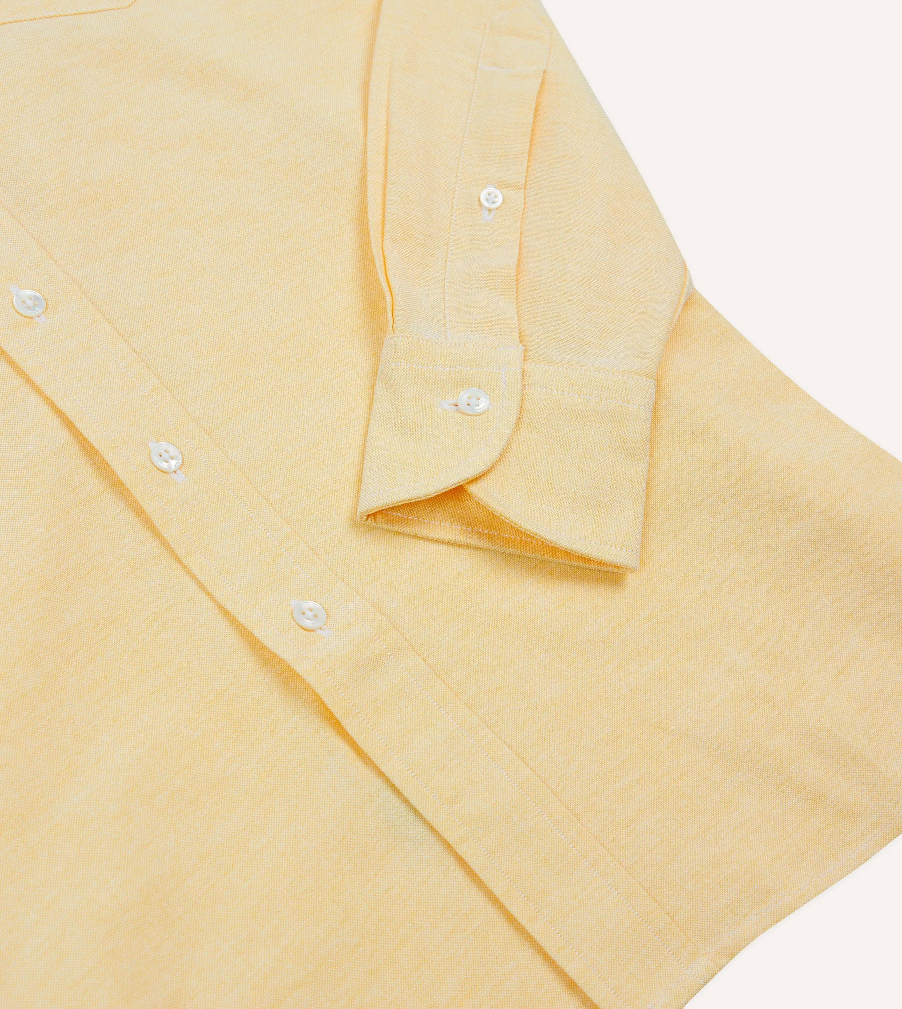 Yellow Cotton Oxford Cloth Button-Down Shirt Micro Perforated Texture