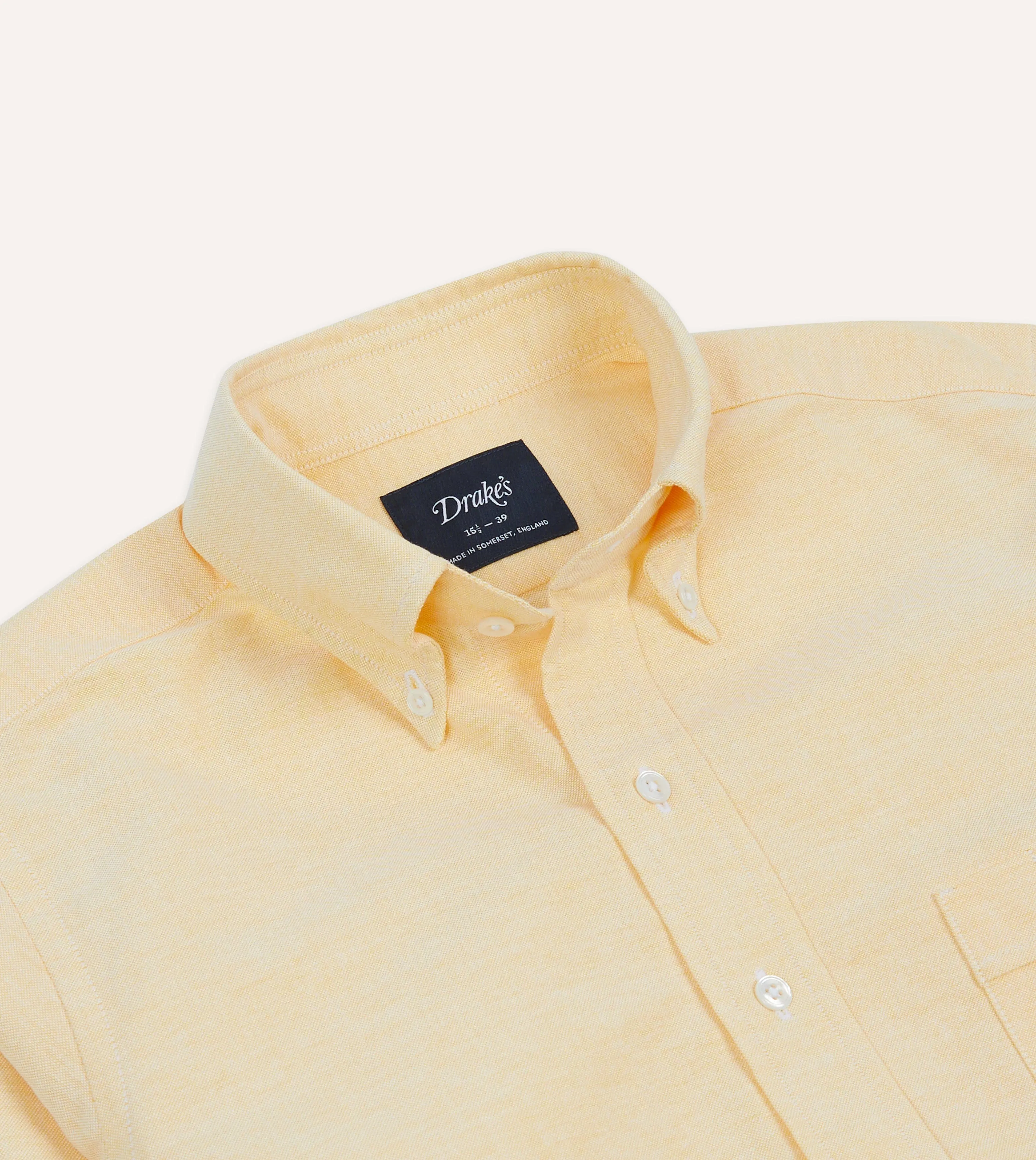 Yellow Cotton Oxford Cloth Button-Down Shirt Thermoregulating Layer