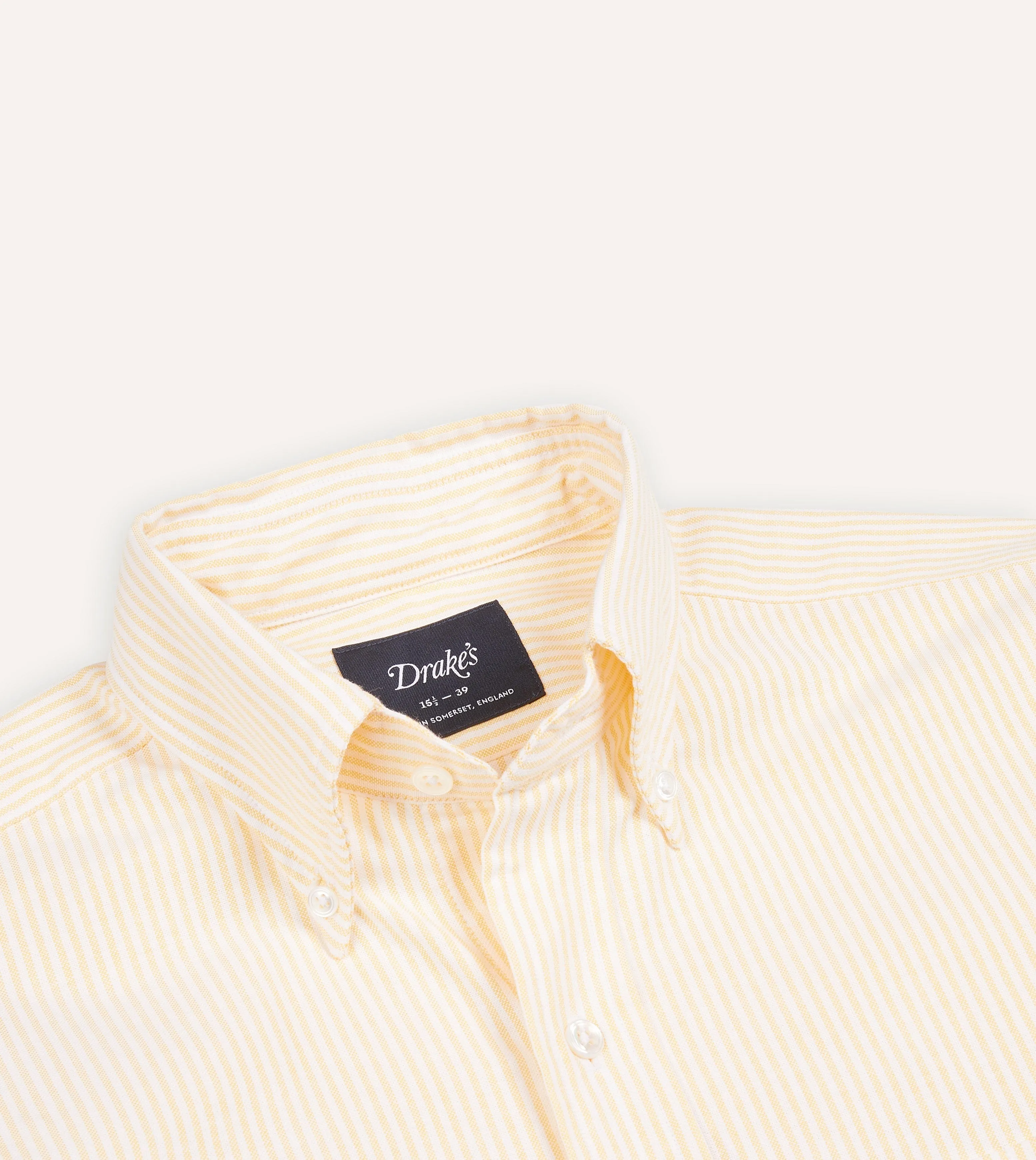 Yellow Ticking Stripe Cotton Oxford Cloth Button-Down Shirt Embroidered Logo mix and match