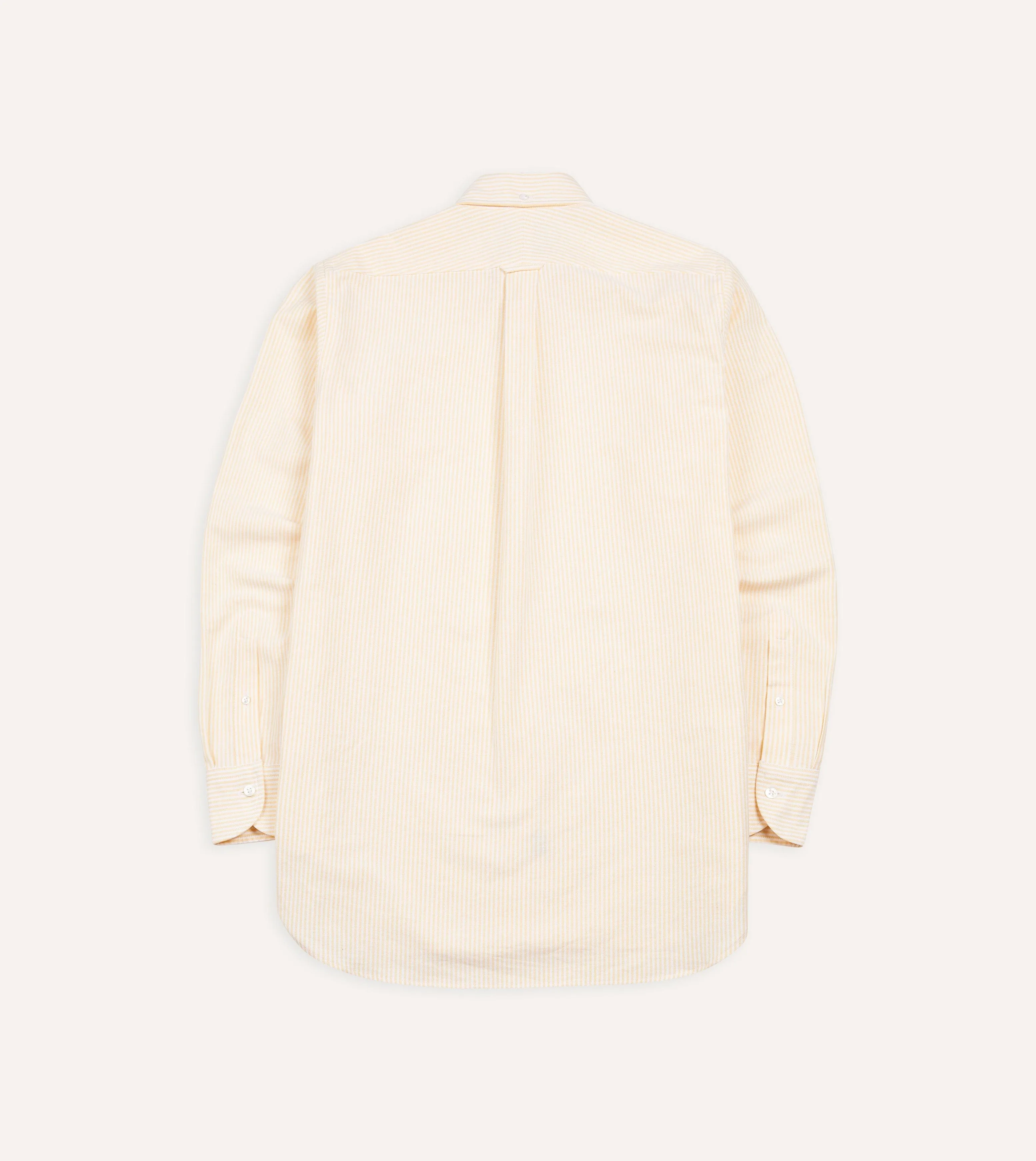 No Slip Shoulder Grip Holiday Style Yellow Ticking Stripe Cotton Oxford Cloth Button-Down Shirt