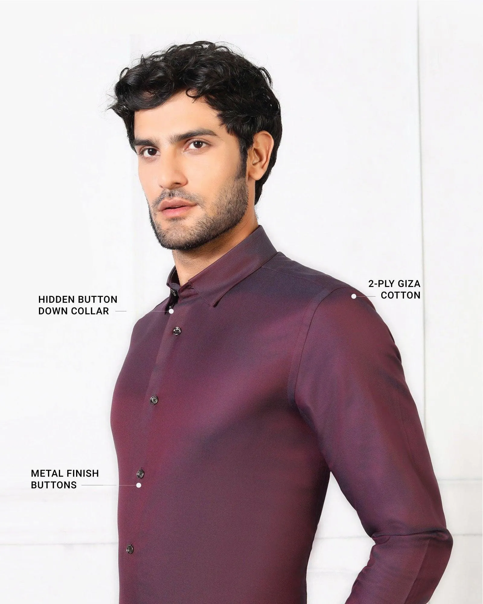 Must Haves Formal Maroon Solid Shirt - Silvio Geometric Design Seasonal Wardrobe