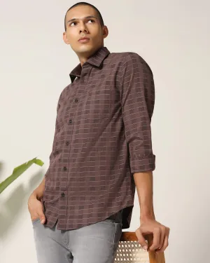 Casual Brown Check Shirt - Core Soft Texture Layered Design