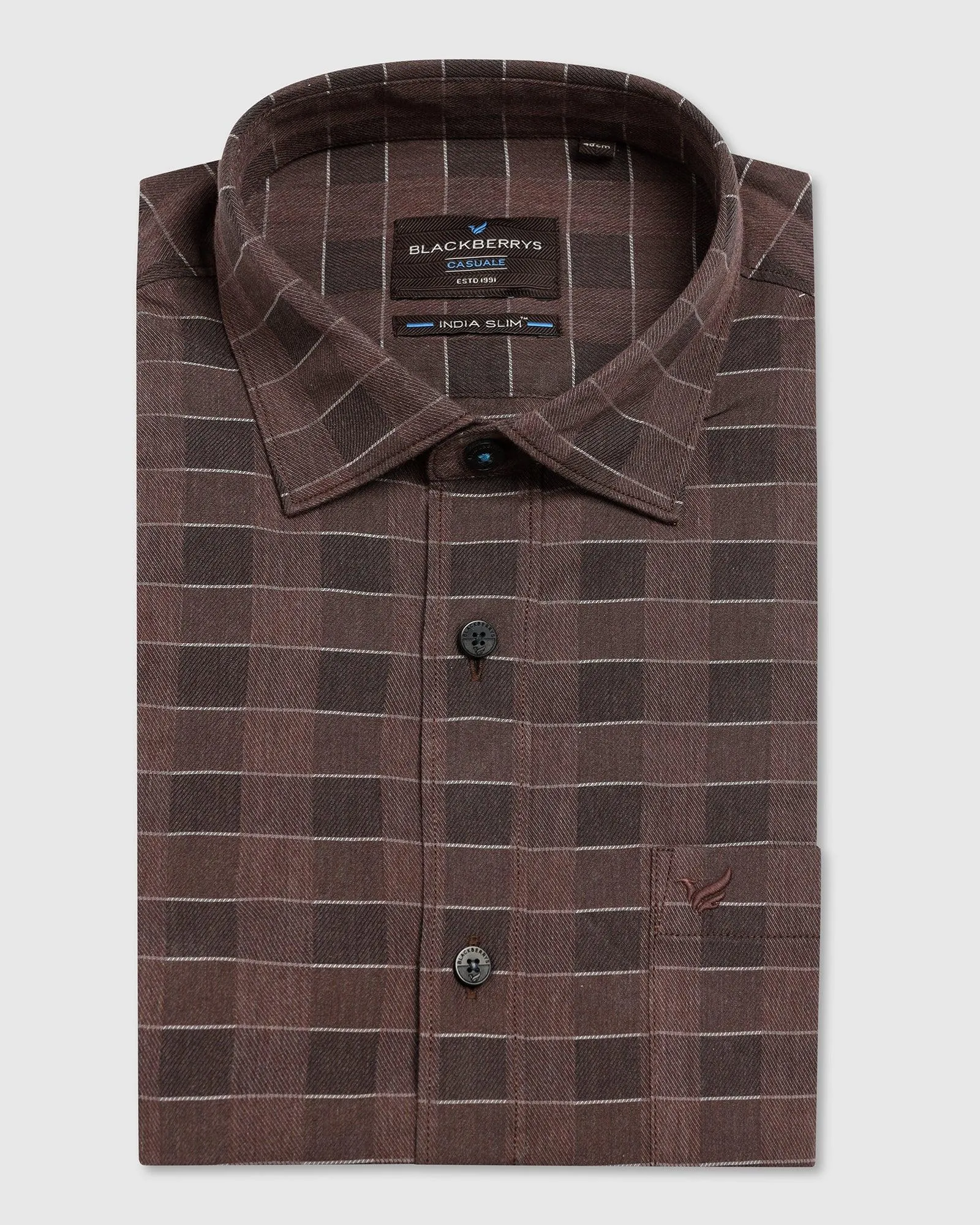 Breathable Underarm Vents Casual Brown Check Shirt - Core