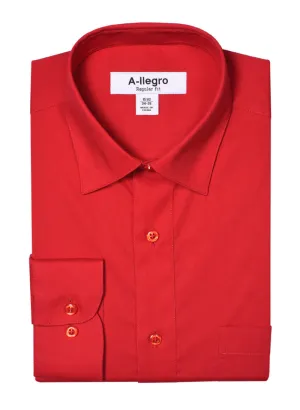 Classic Regular Fit Cotton Convertible Cuff Dress Shirt Red R-S100 Snag Resistant Fabric