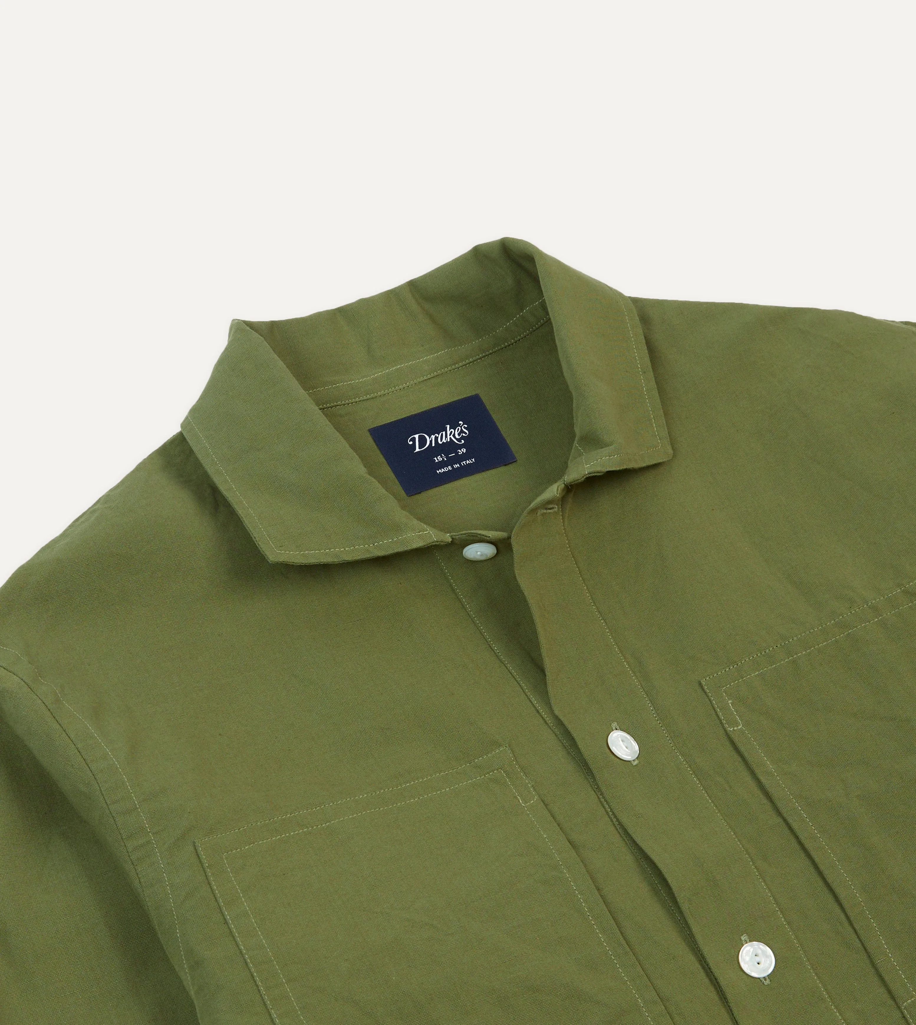elegant design shopping spree Olive Cotton-Linen Popover Shirt