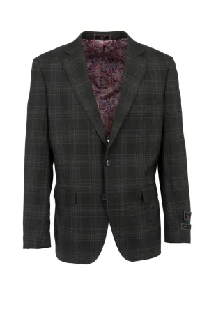 Tiglio Luxe Thyme Green with Windowpane Dolcetto Modern Fit, Pure Wool Jacket TL7526 Flexible Fit Engineering Wind Resistant