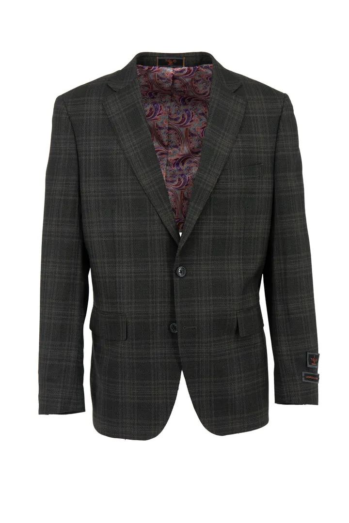 Tiglio Luxe Thyme Green with Windowpane Dolcetto Modern Fit, Pure Wool Jacket TL7526 Breathable Lining