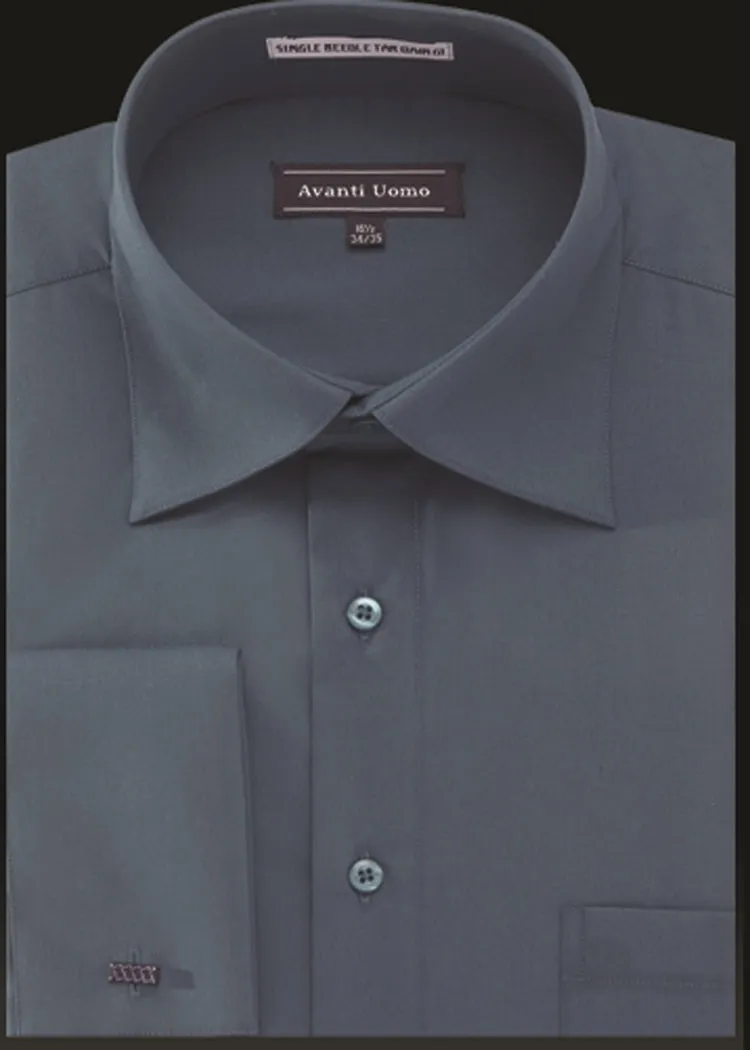 Avanti Uomo French Cuff Dress Shirt DN32M Steel Blue Functional Design Subtle Details