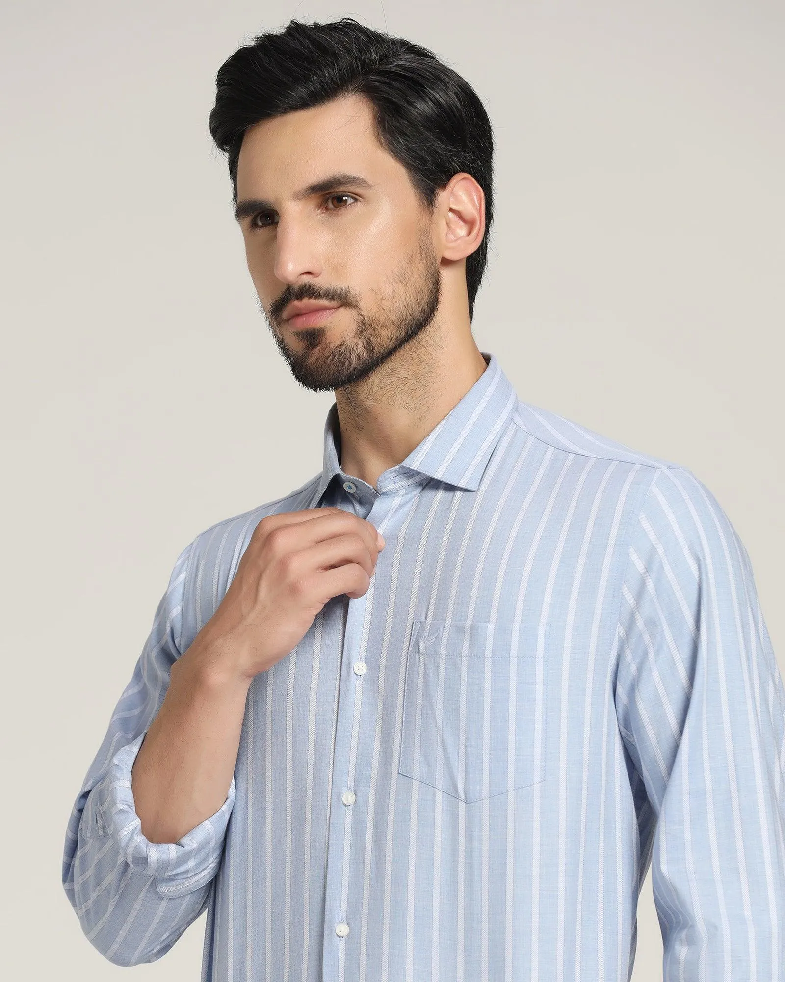 Casual Blue Striped Shirt - Erin Designer Touch