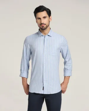 Casual Blue Striped Shirt - Erin Plus Size Non-irritating