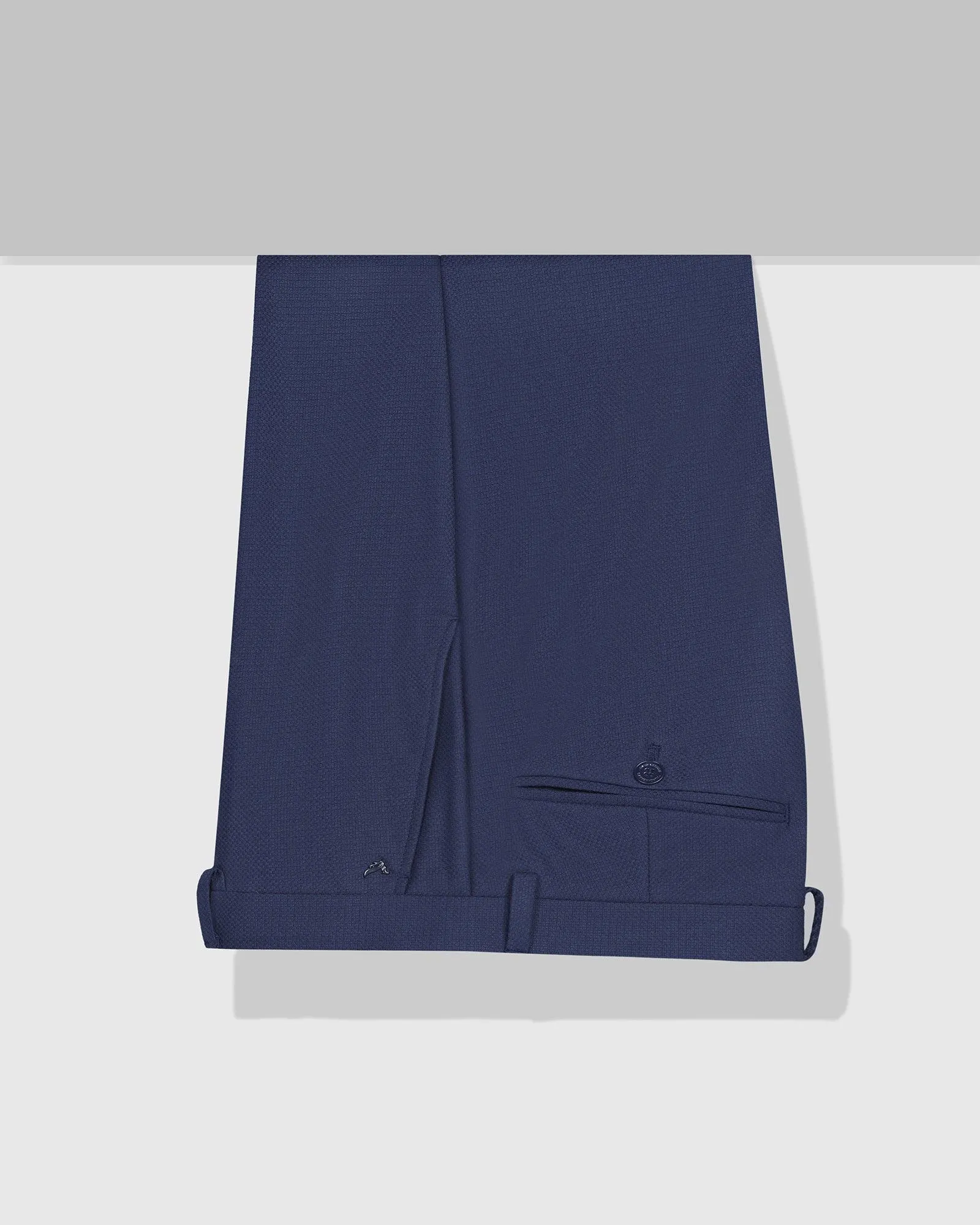 LightweightWeave Slim Comfort B-95 Formal Blue Textured Trouser - Karizma
