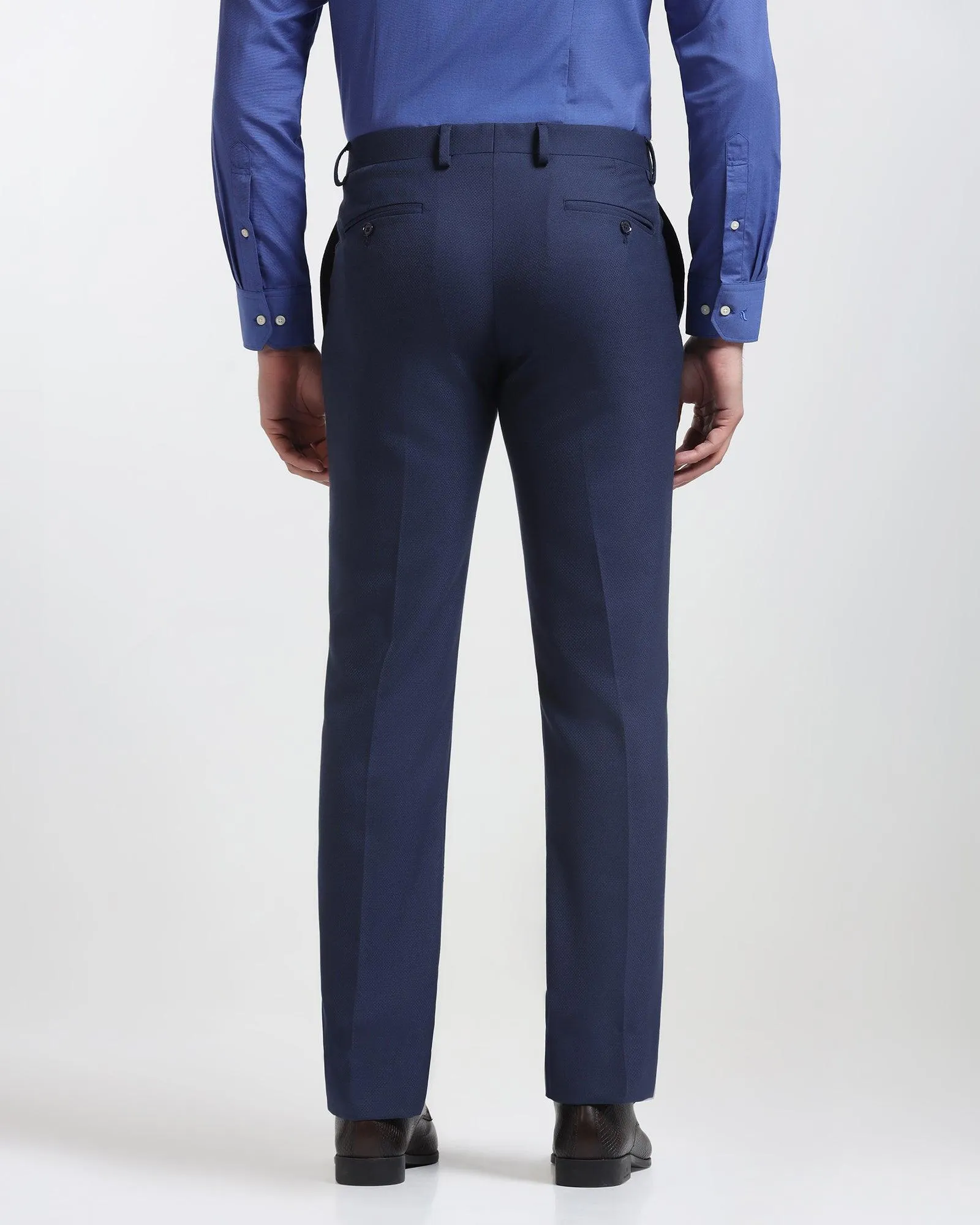 Slim Comfort B-95 Formal Blue Textured Trouser - Karizma hypoallergenic Roomy Fit