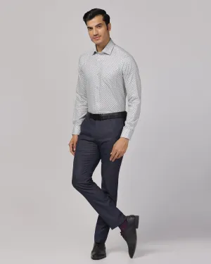 Slim Fit B-91 Formal Navy Textured Trouser - Sive Comfy Fit City Ready
