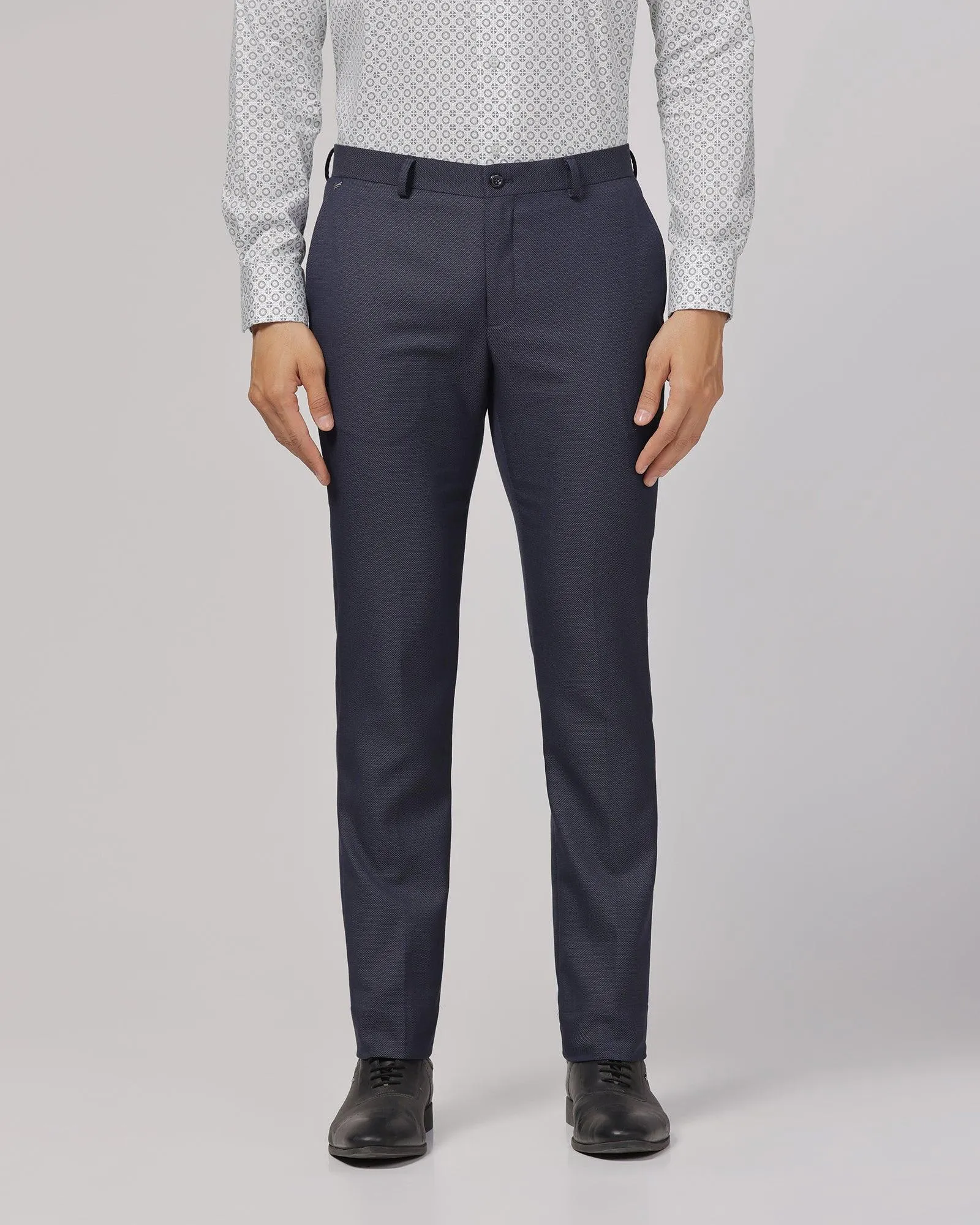 Cozy Layer Slim Fit B-91 Formal Navy Textured Trouser - Sive