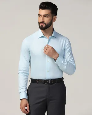 Soft Stretch Collar Formal Aqua Textured Shirt - Qued