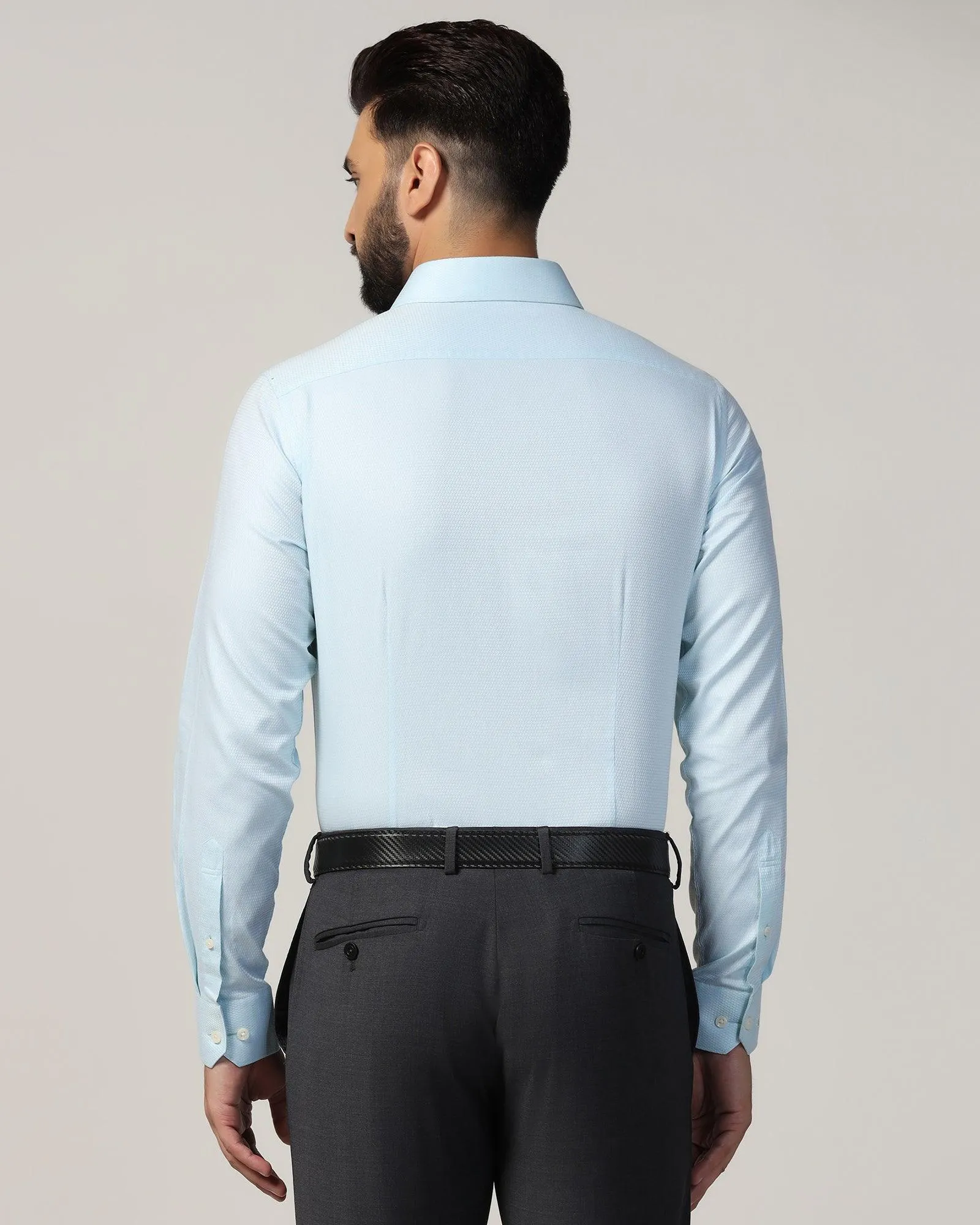 Sweat-Absorbing Athleisure Trend Formal Aqua Textured Shirt - Qued