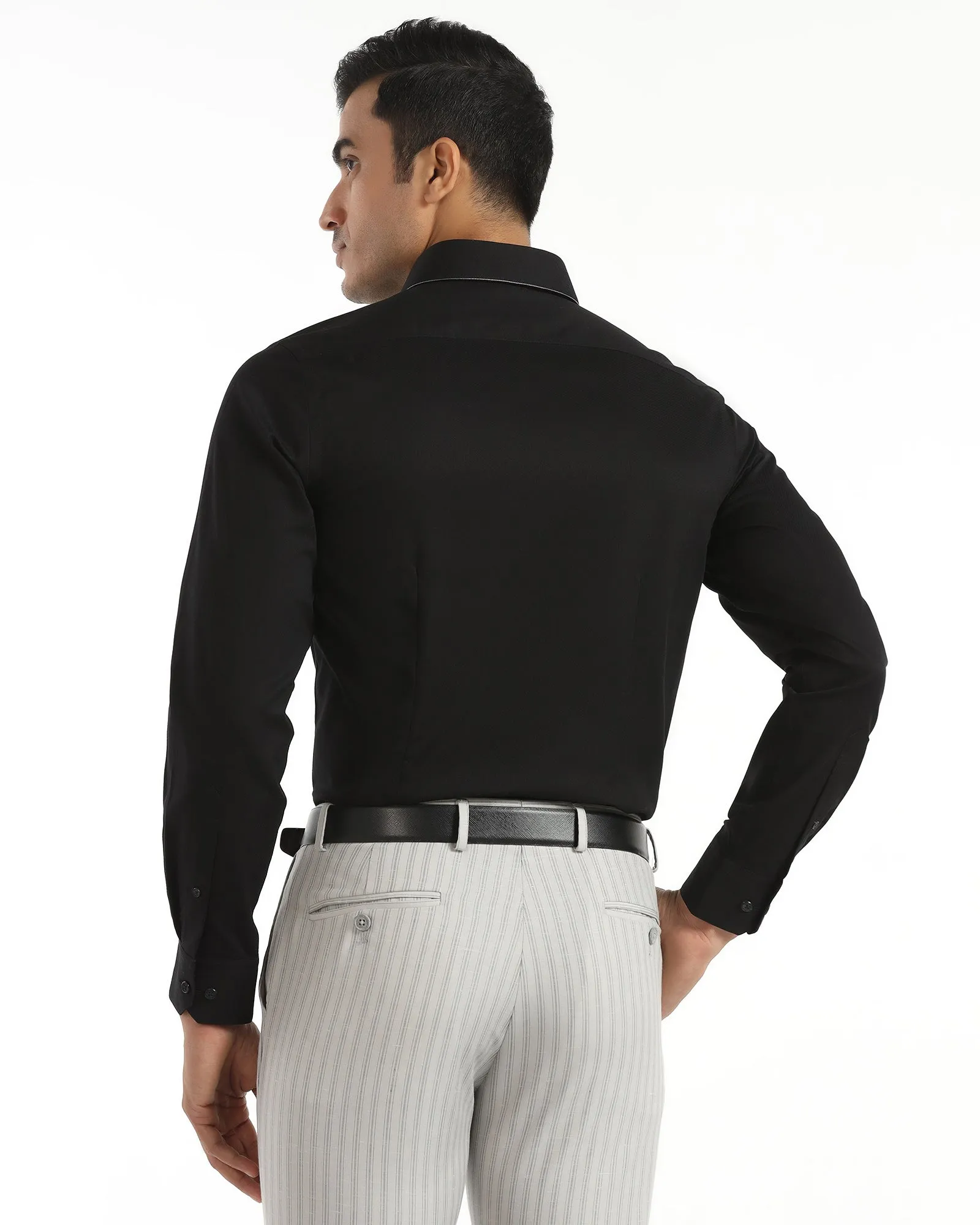 Formal Black Textured Shirt - Float Brunch Outfit