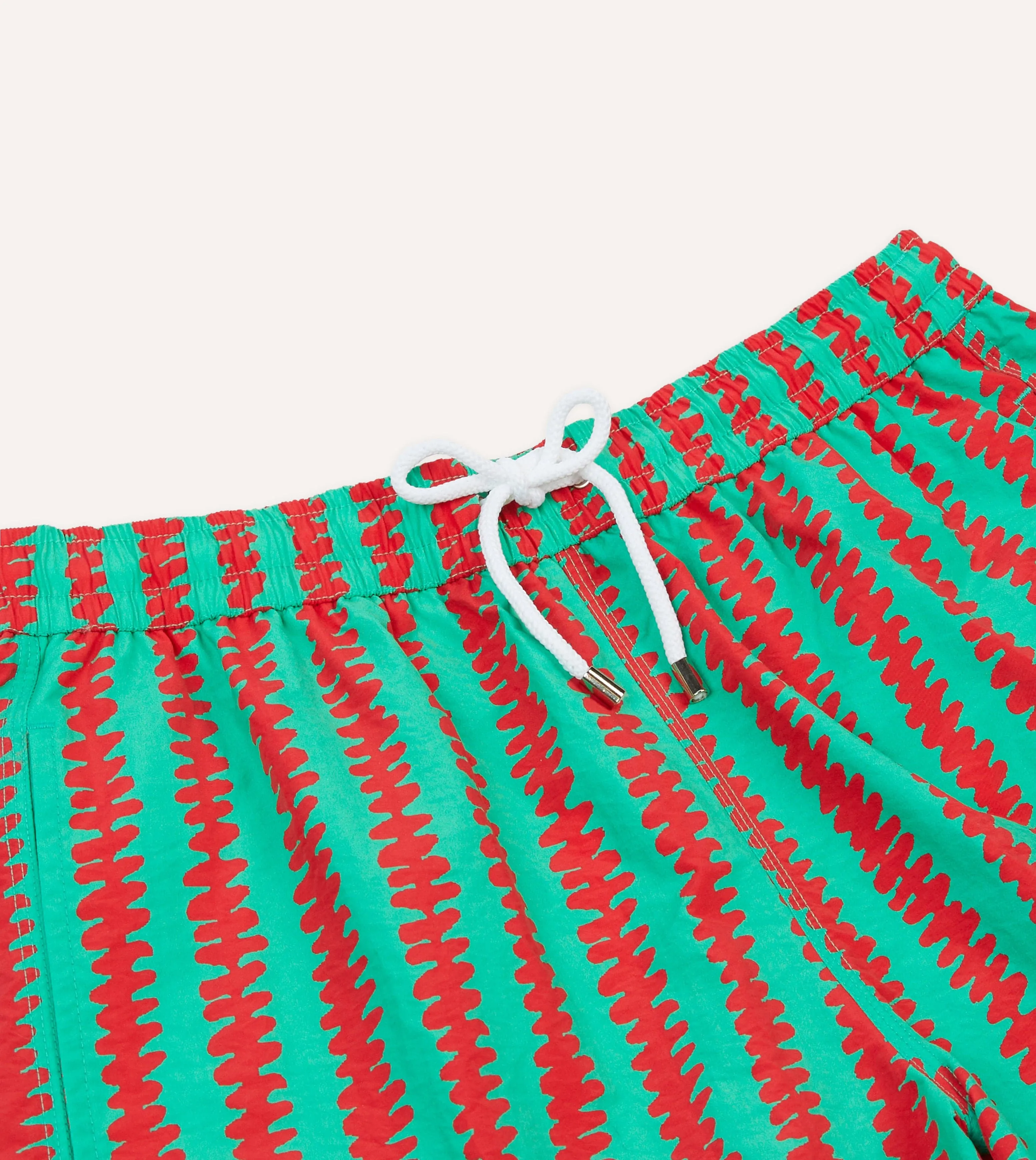 Kelim Stripe Print Nylon Drawstring Swim Shorts Versatile Wear Camouflage Pattern